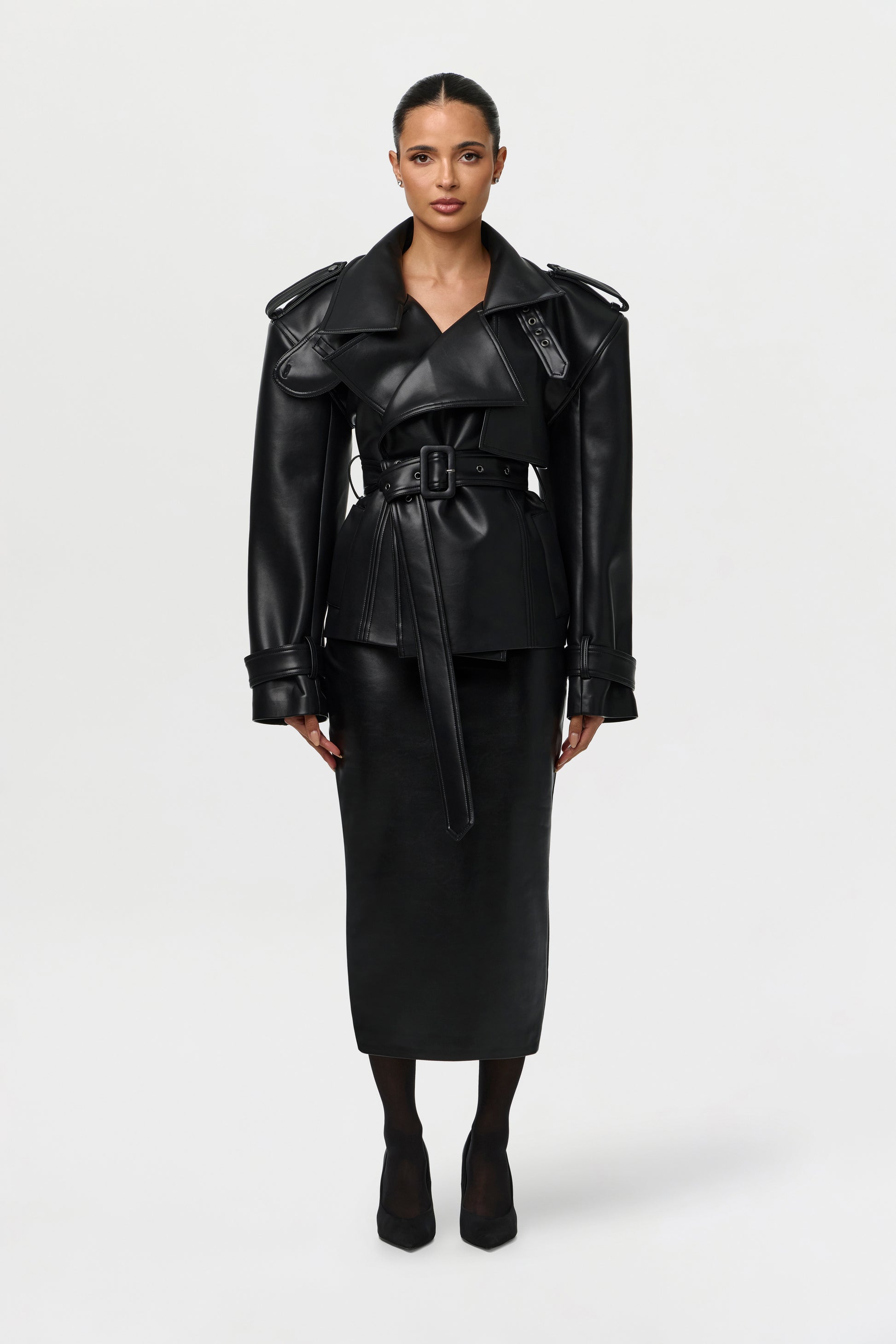 Vegan Leather Midi Skirt
