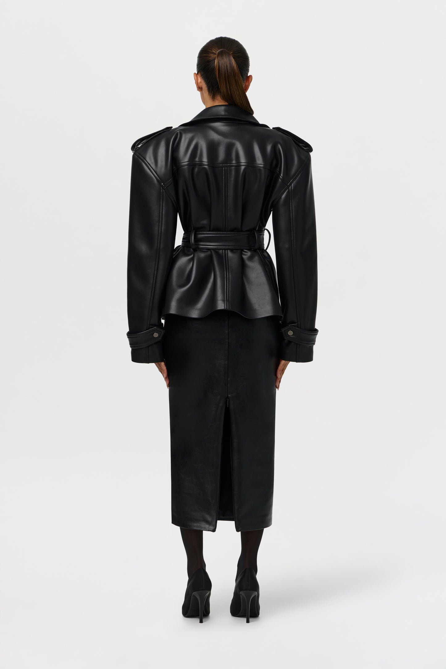 Vegan Leather Midi Skirt