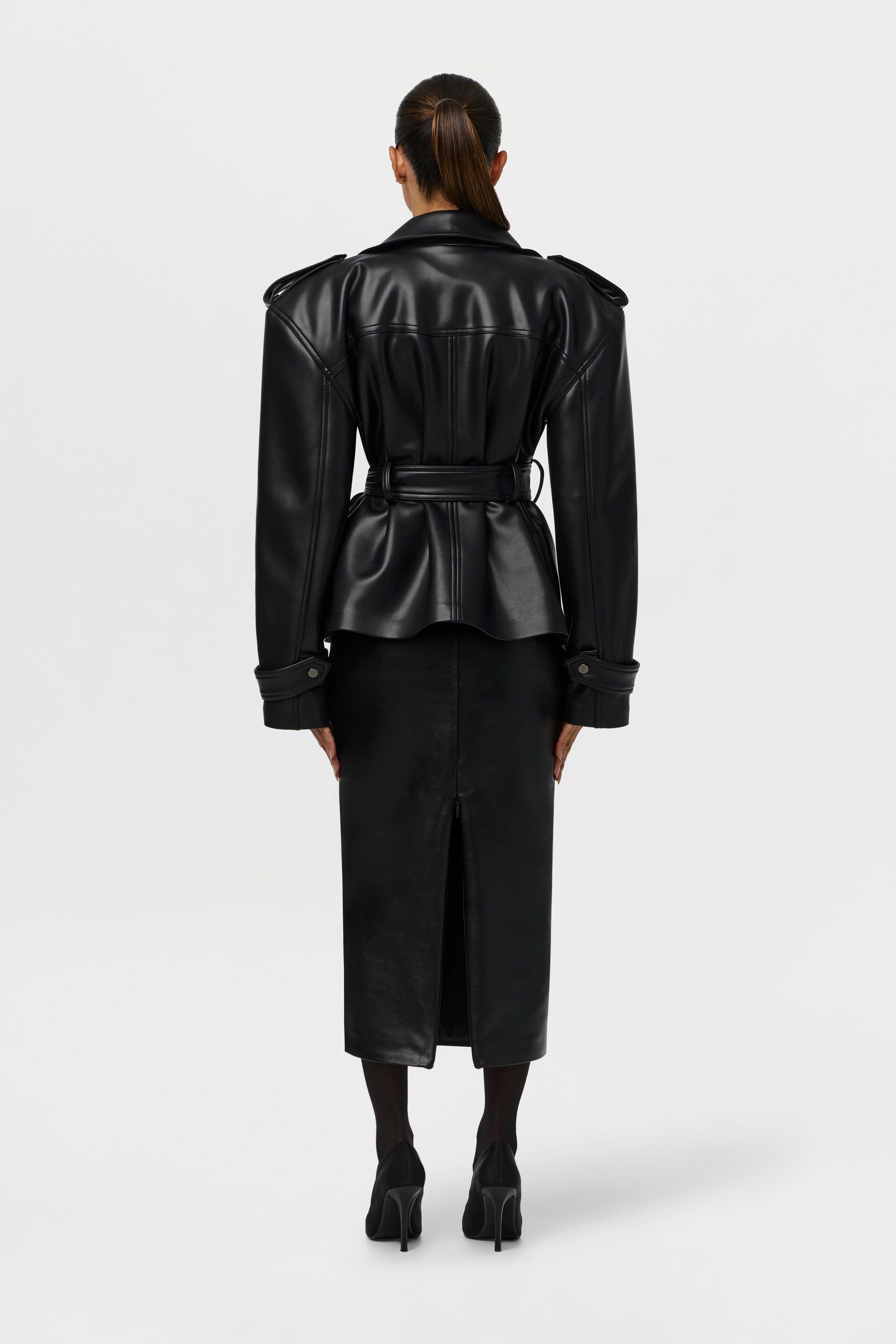 Vegan Leather Midi Skirt