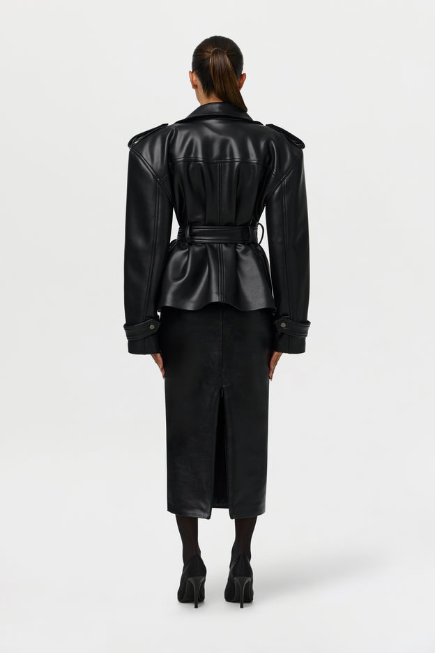 Vegan Leather Midi Skirt
