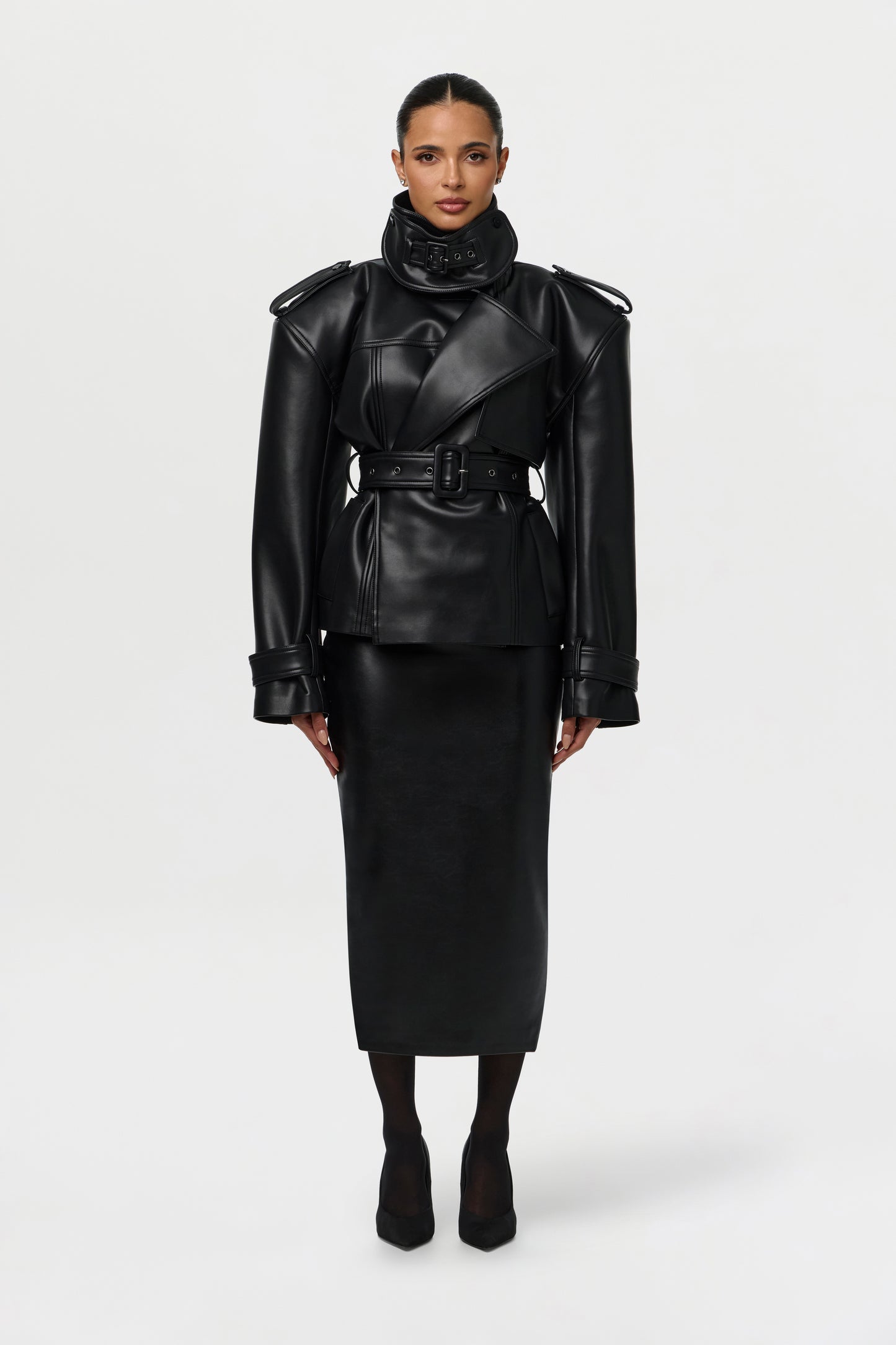 Vegan Leather Midi Skirt