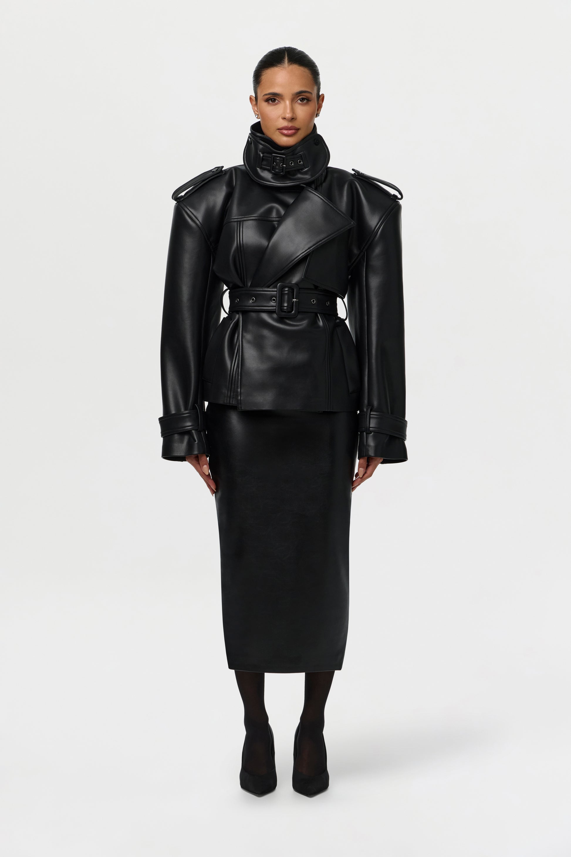 Vegan Leather Midi Skirt