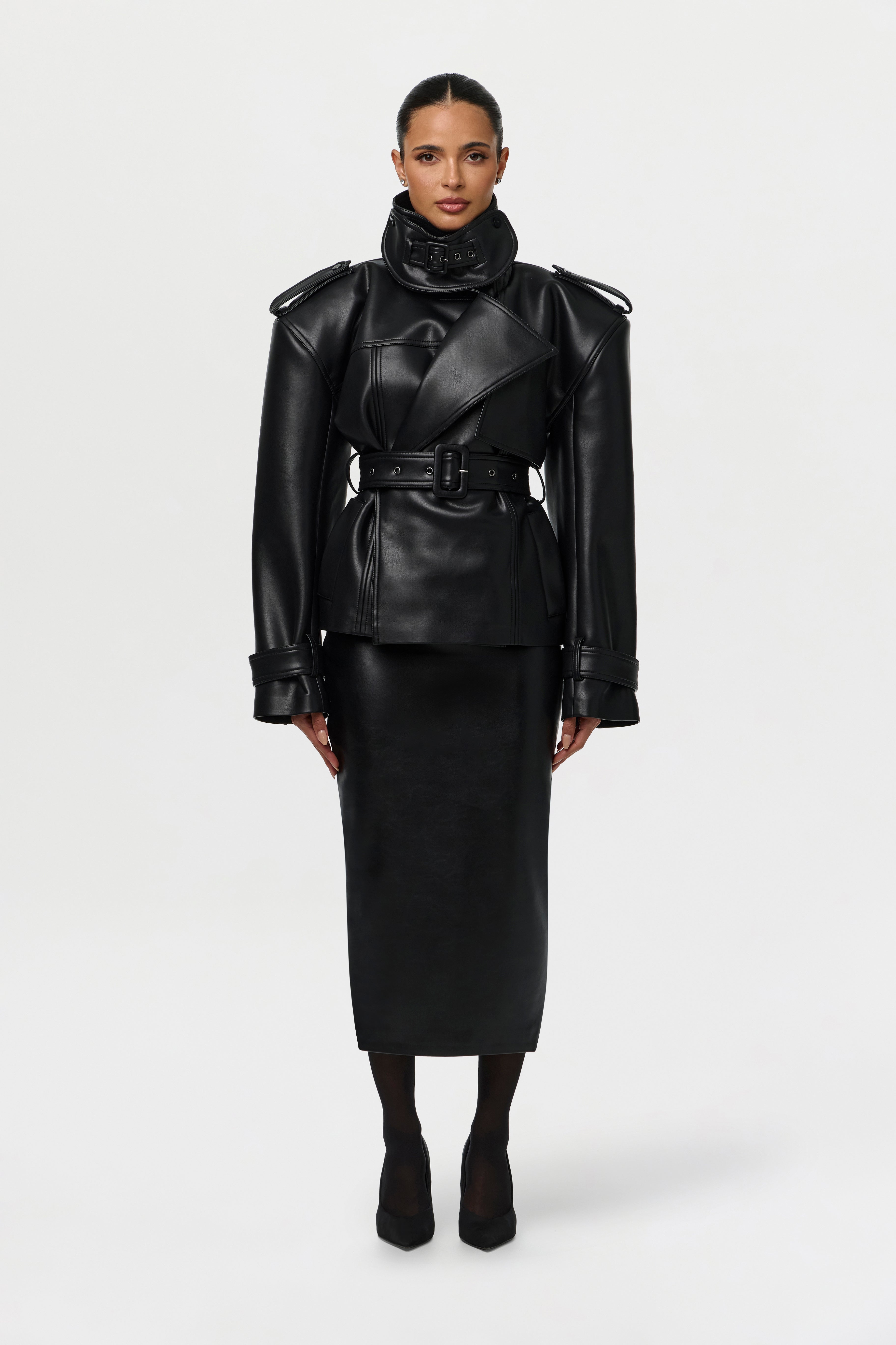 Vegan Leather Midi Skirt