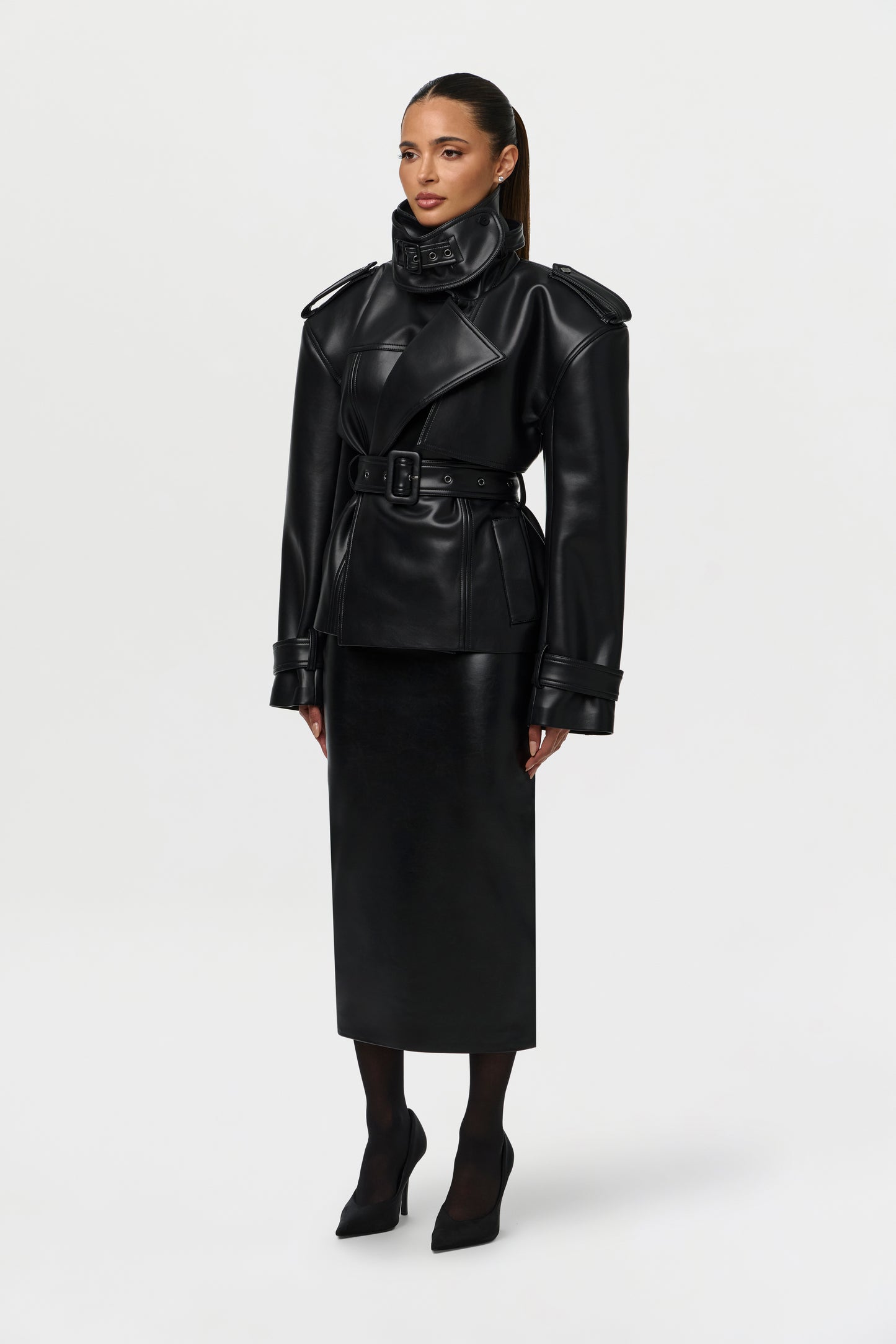 Vegan Leather Midi Skirt