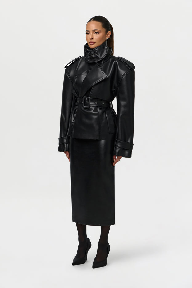 Vegan Leather Midi Skirt