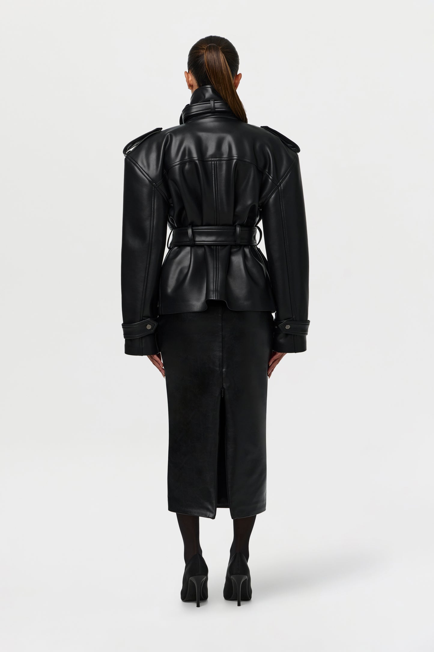 Vegan Leather Midi Skirt