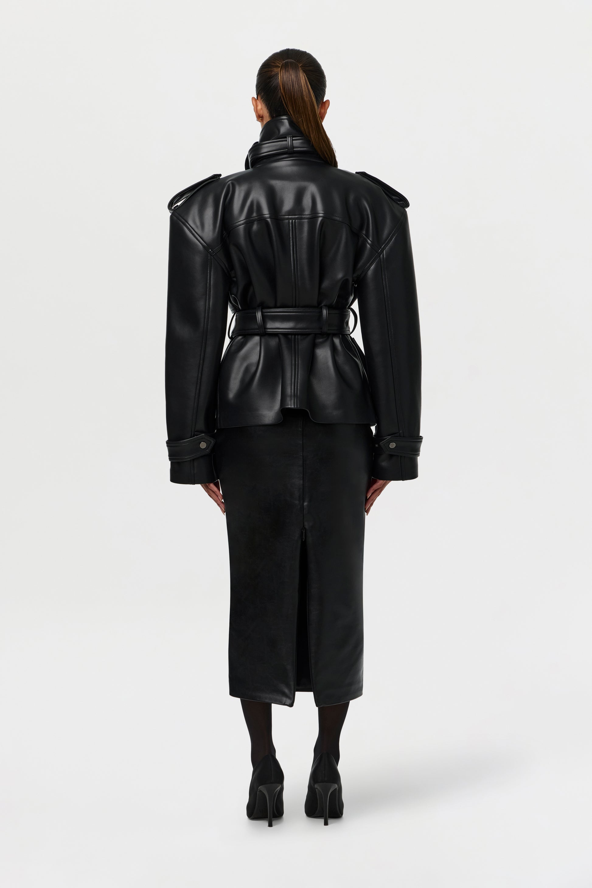 Vegan Leather Midi Skirt