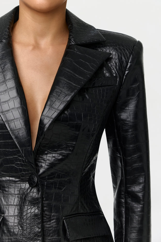 Vegan Leather Croc Blazer