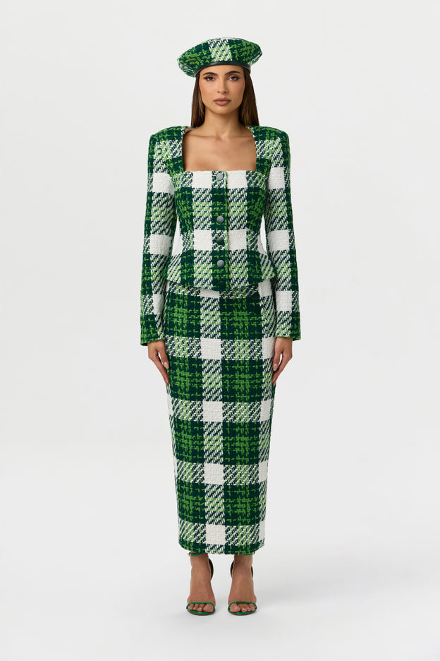 Bouclé Plaid Power Blazer