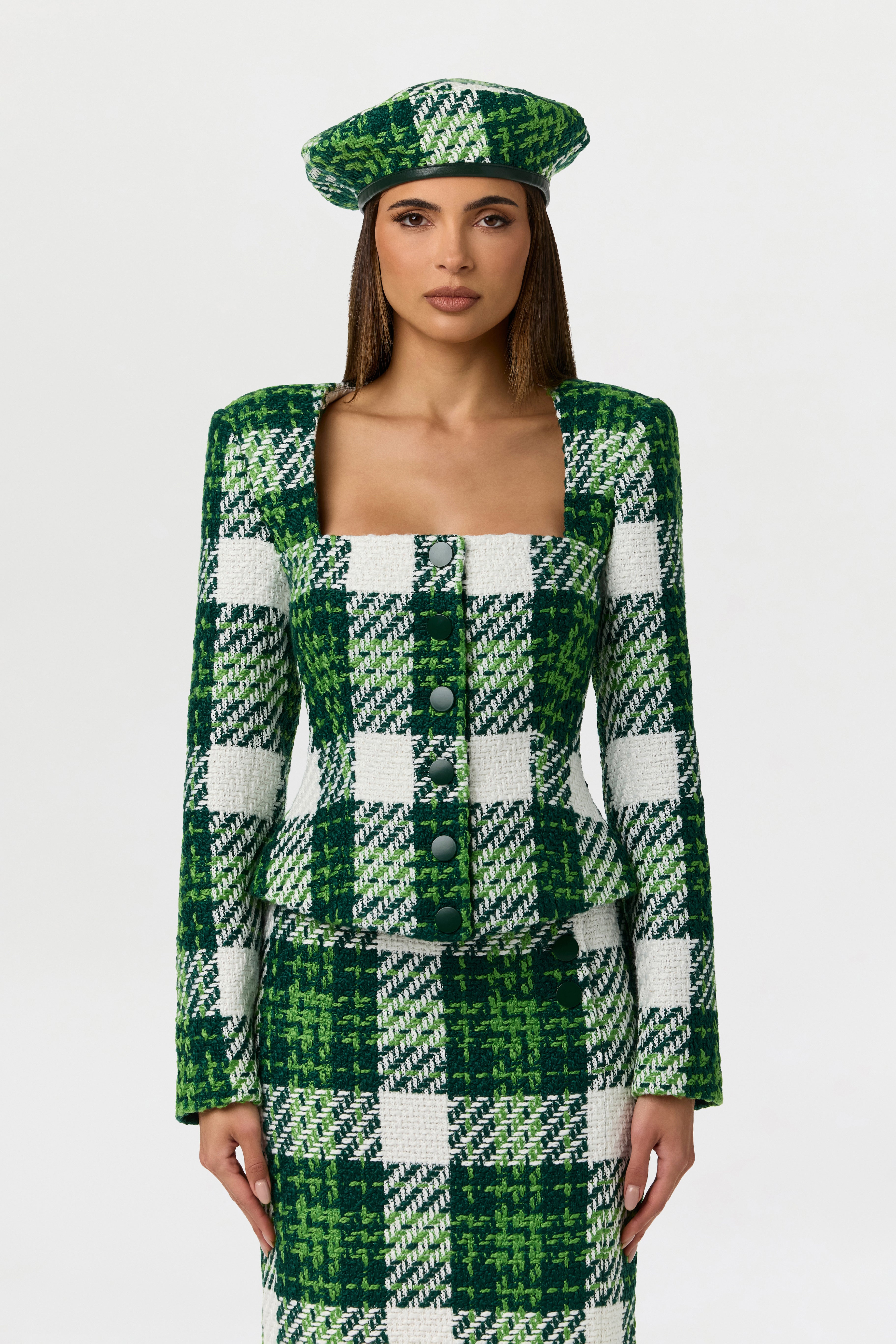 Bouclé Plaid Power Blazer