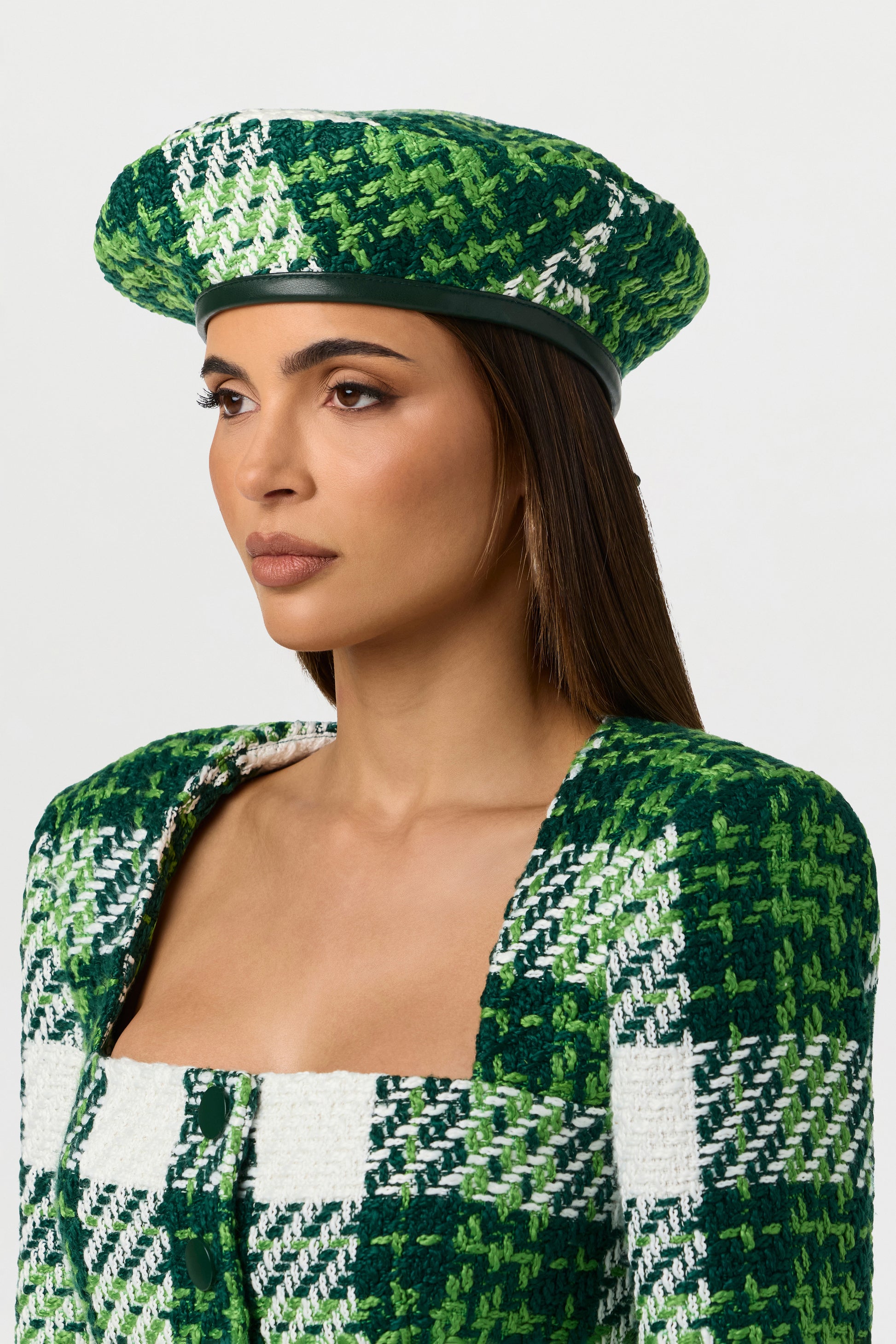 Bouclé Plaid Print Beret