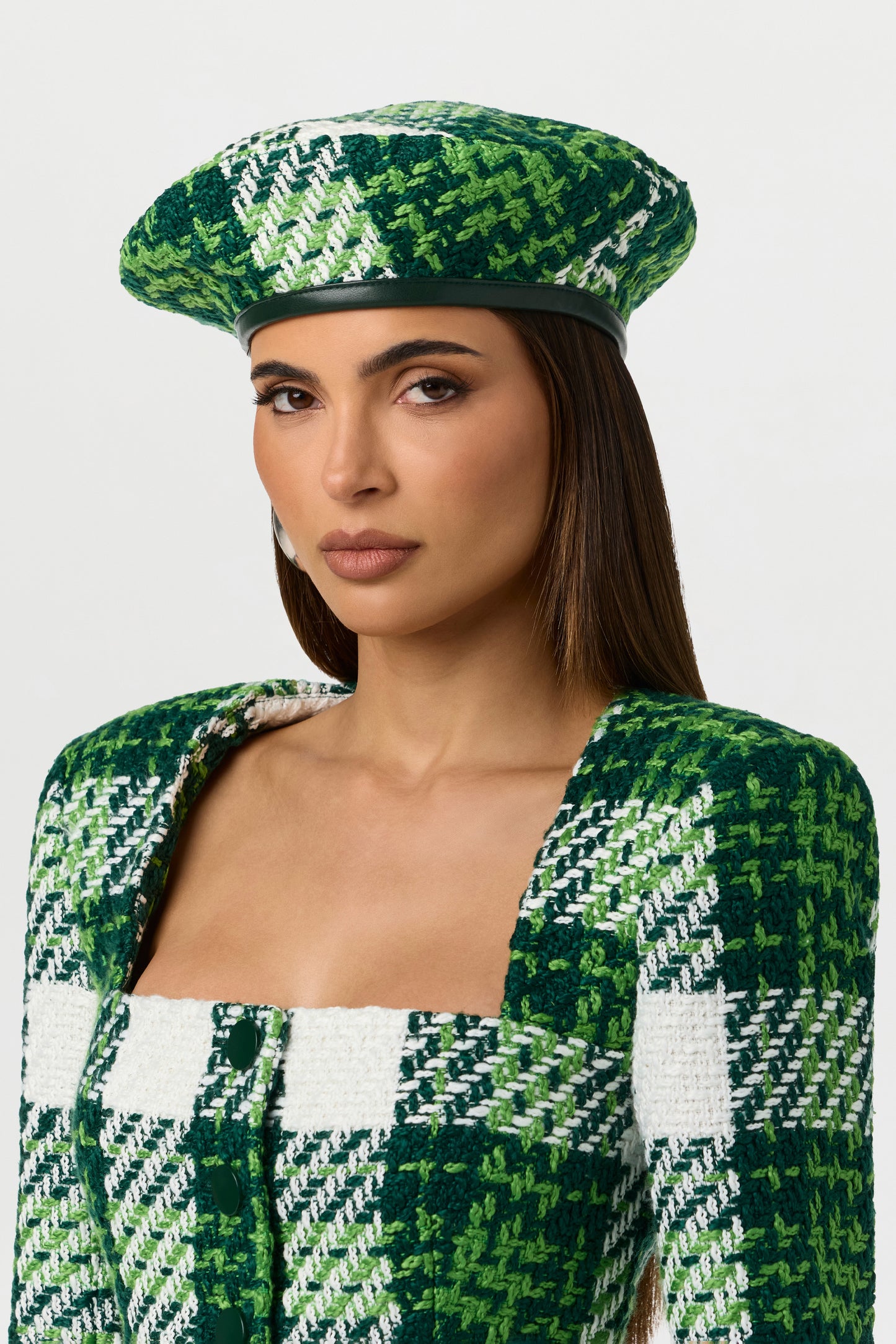 Bouclé Plaid Print Beret