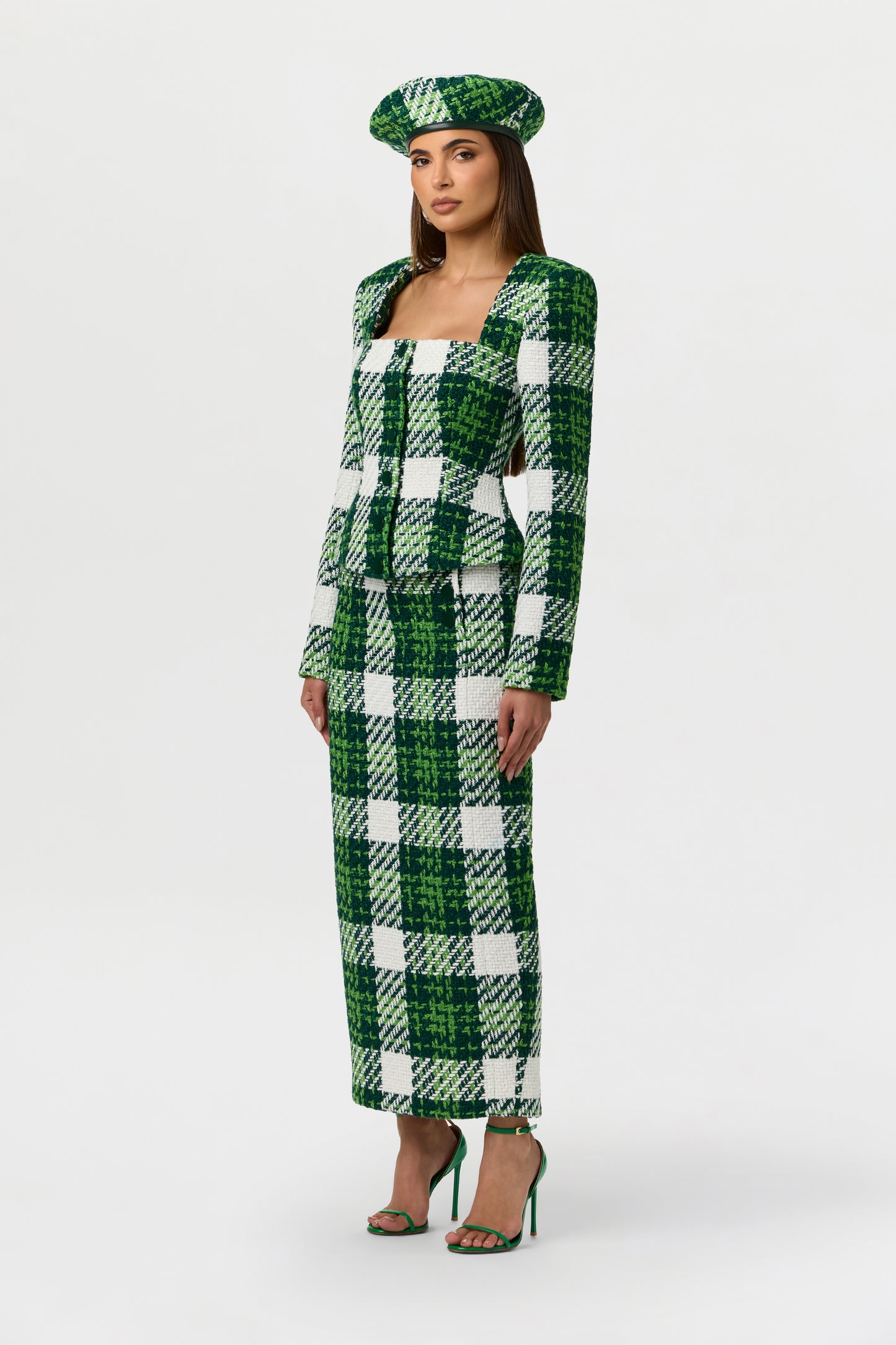 Bouclé Plaid Print Beret
