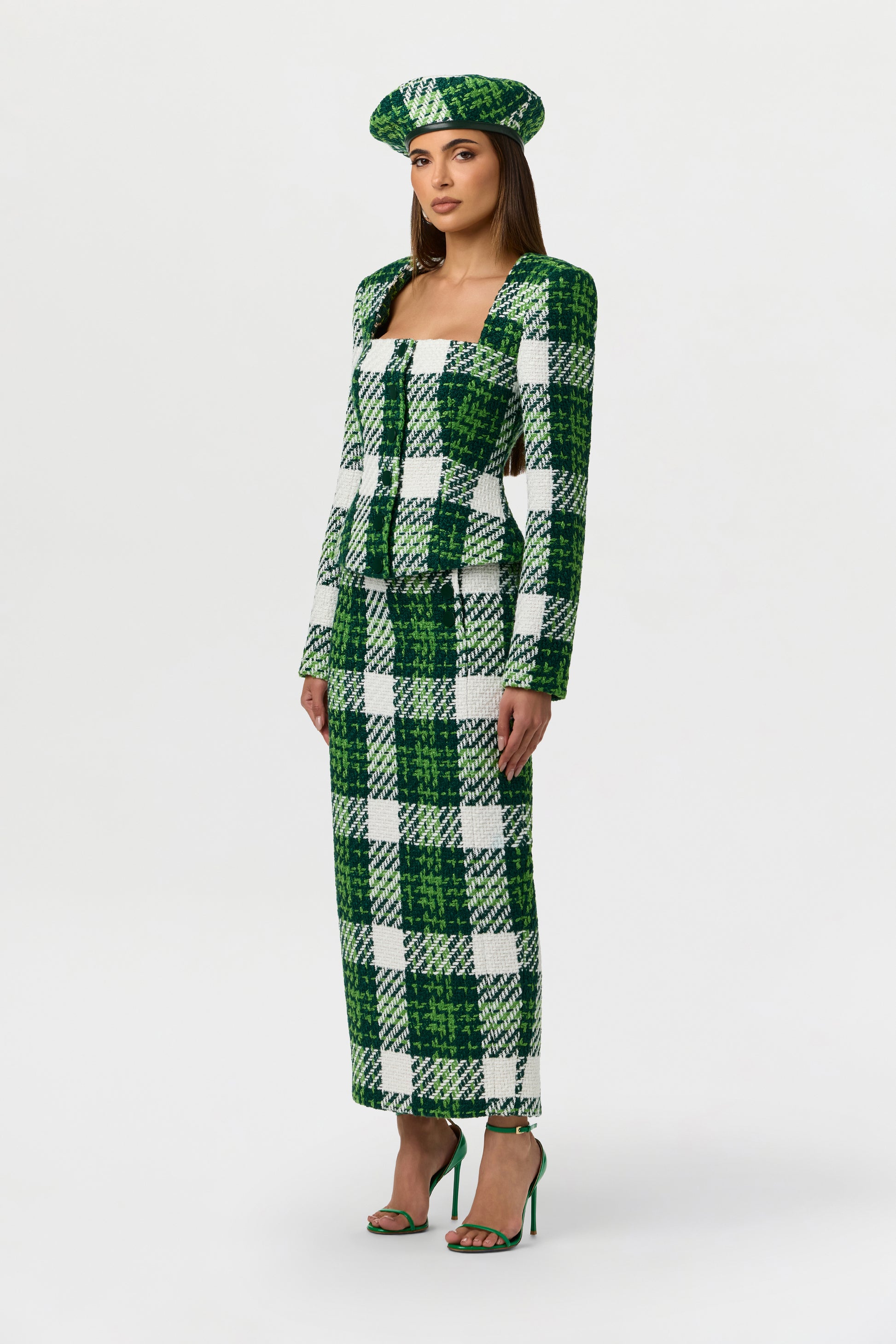 Bouclé Plaid Print Beret