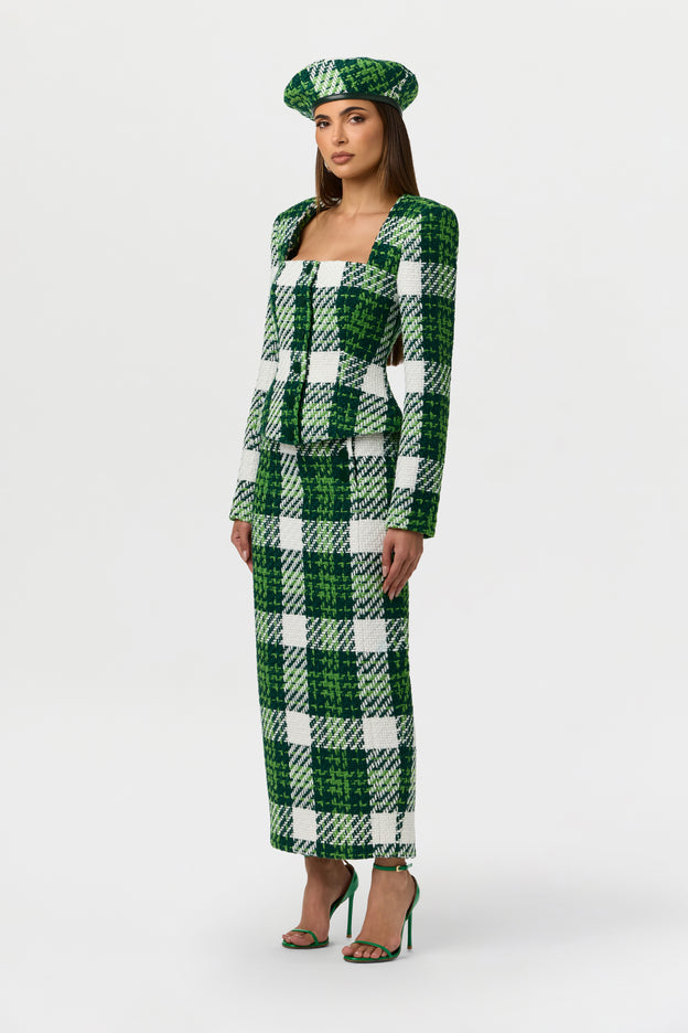 Bouclé Plaid Print Beret