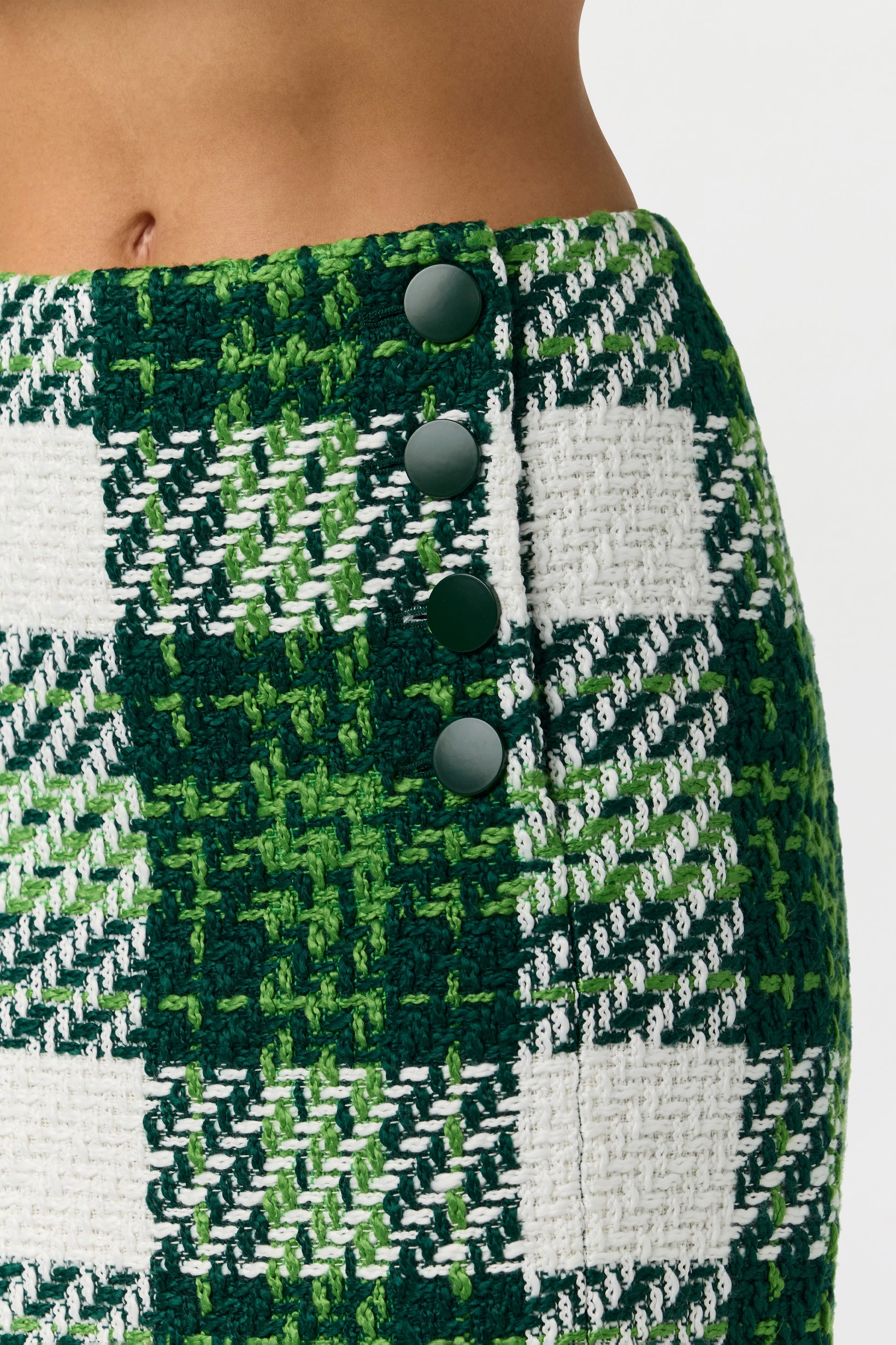 Bouclé Plaid Pencil Skirt