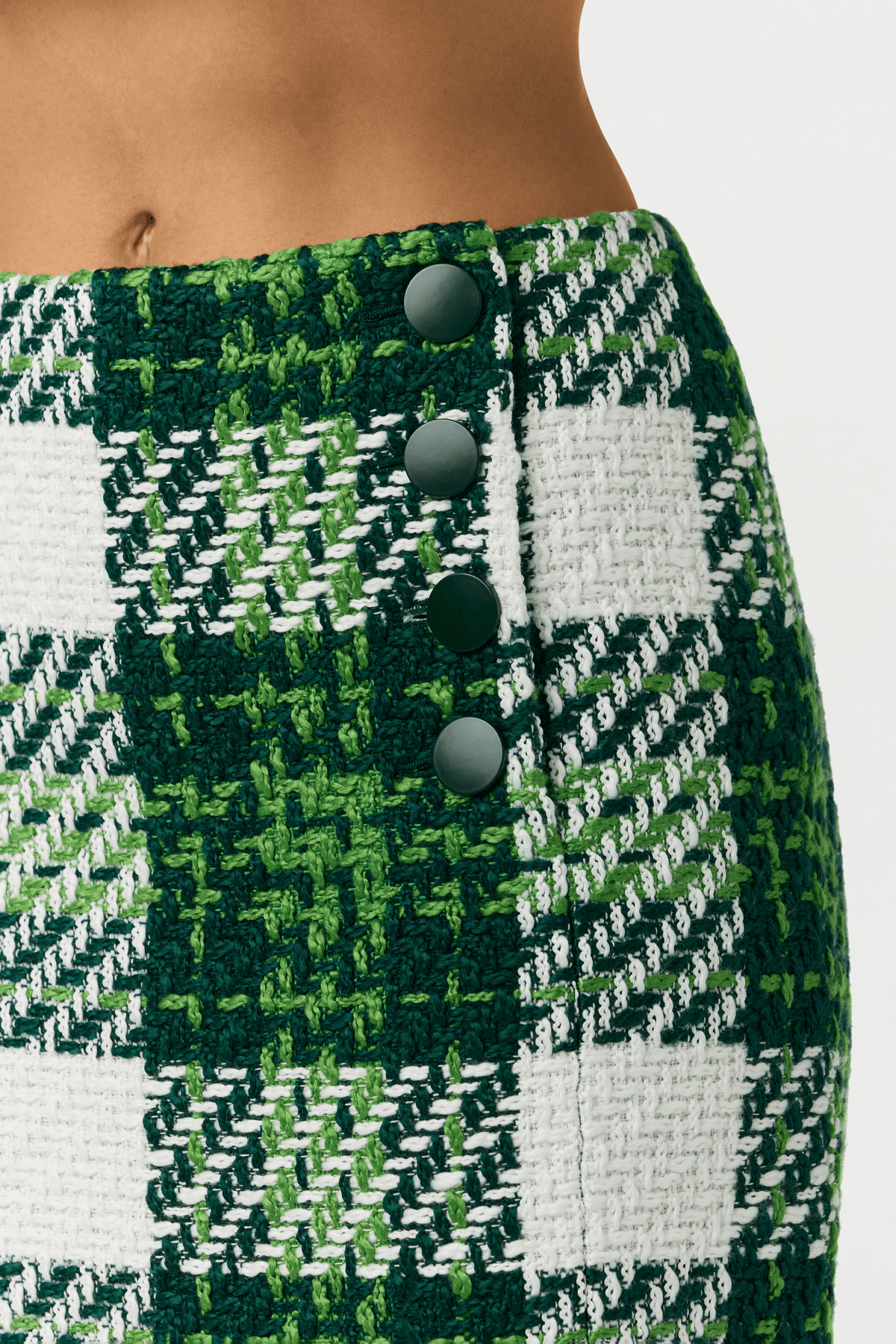 Bouclé Plaid Pencil Skirt