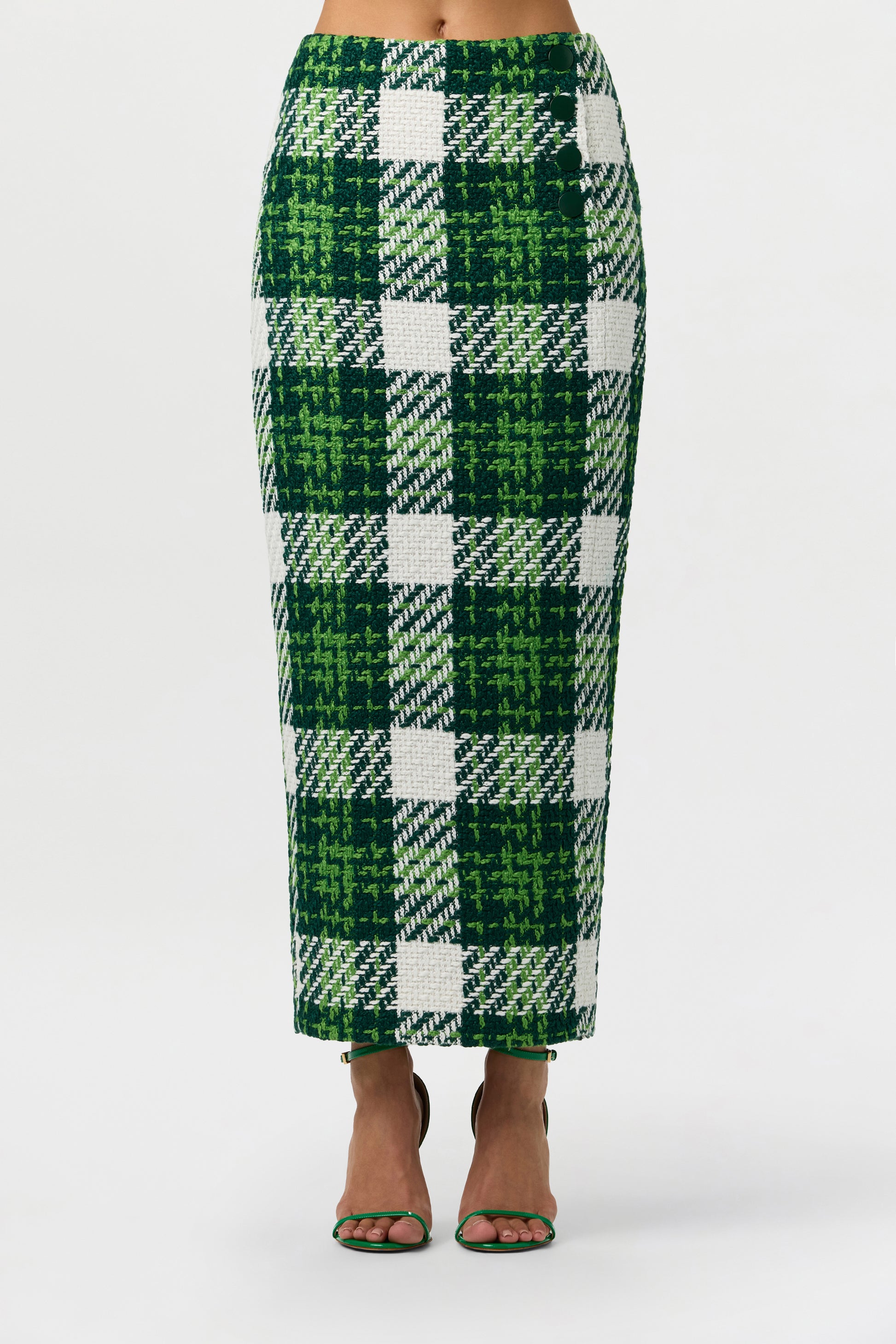Bouclé Plaid Pencil Skirt