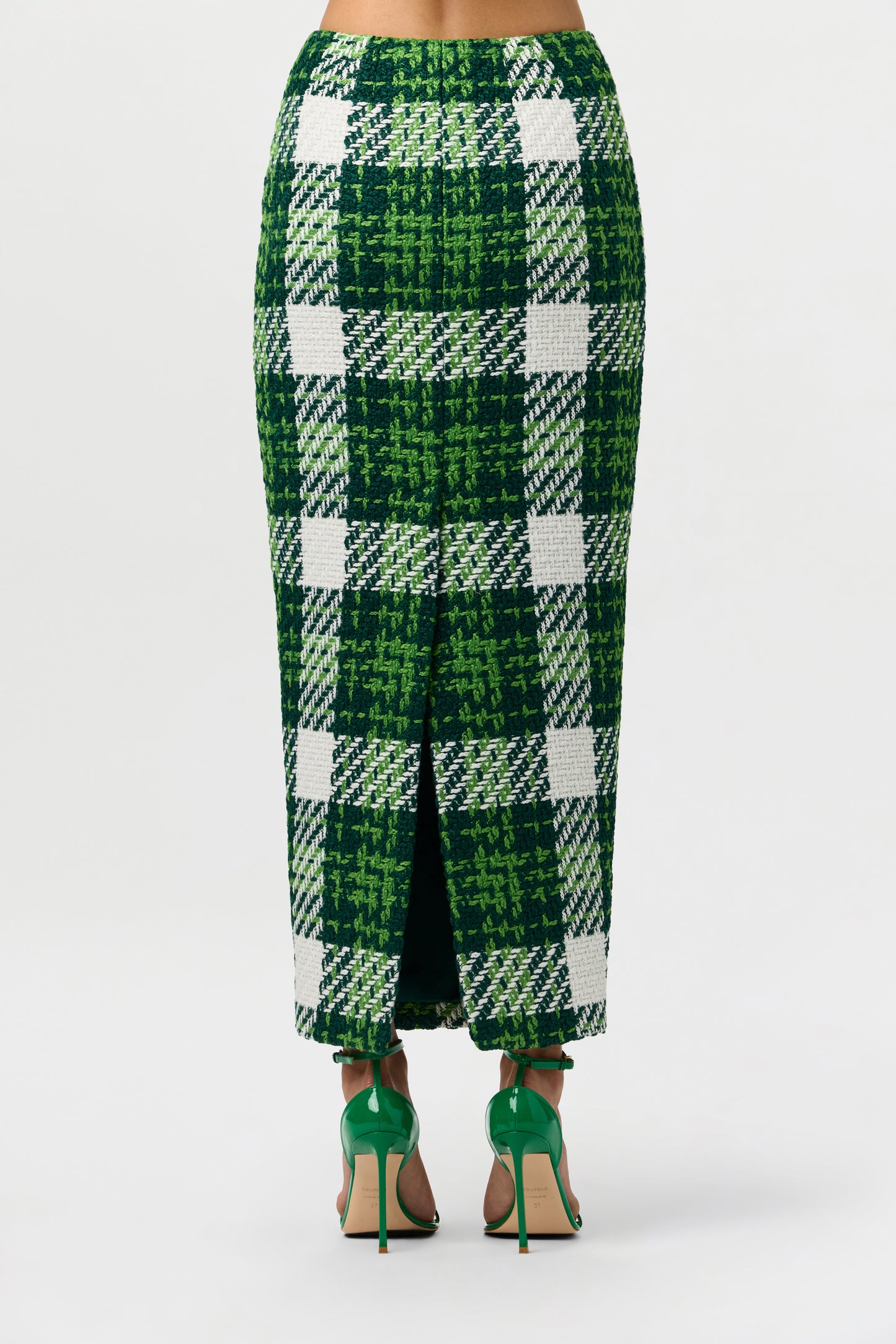 Bouclé Plaid Pencil Skirt