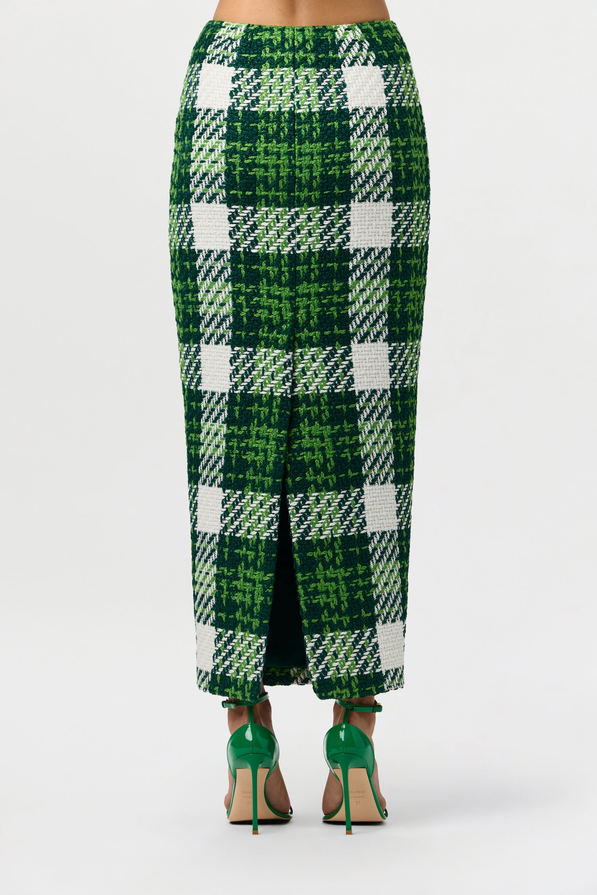 Bouclé Plaid Pencil Skirt