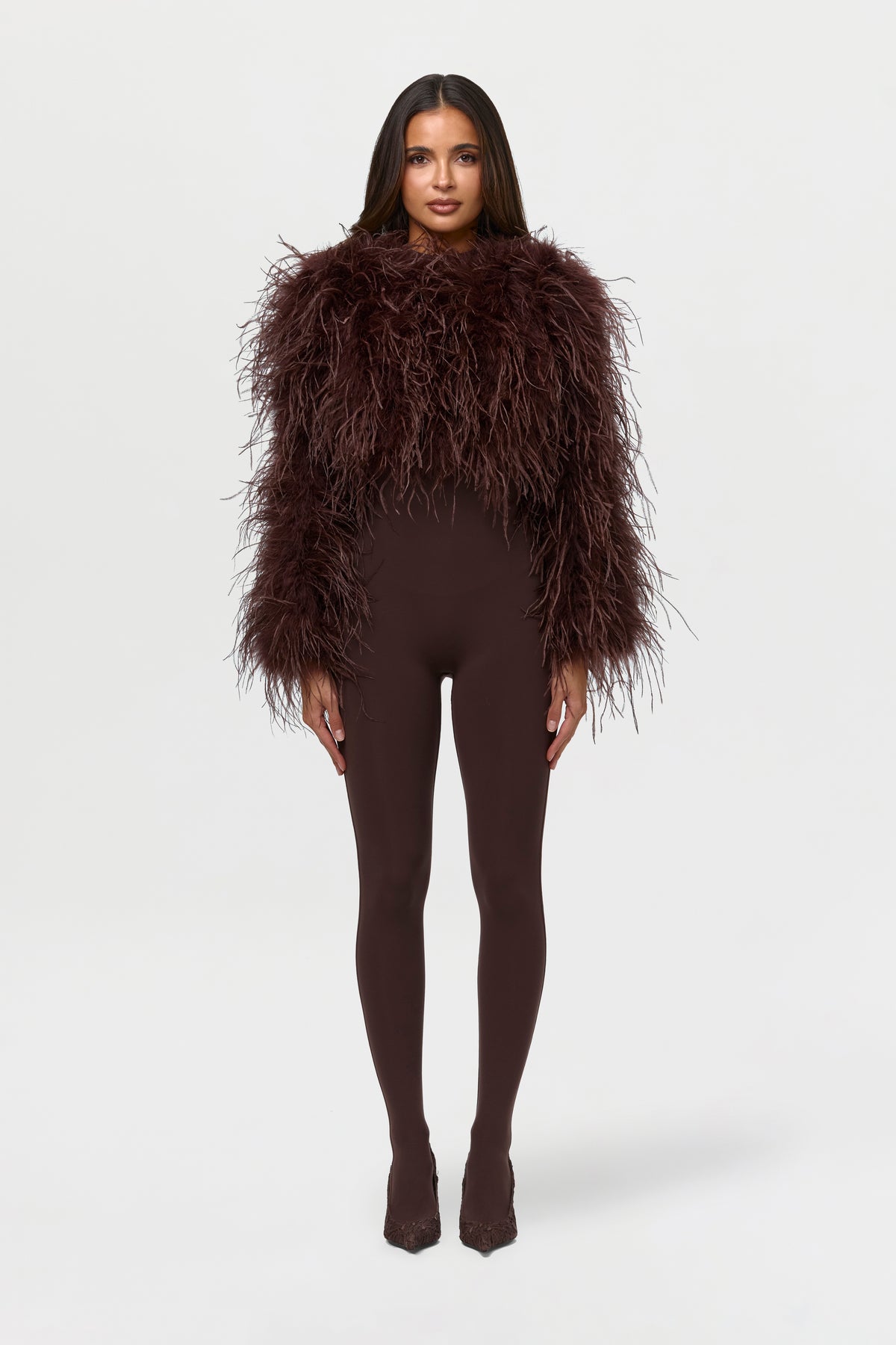 Plush Feather Cropped Jacket