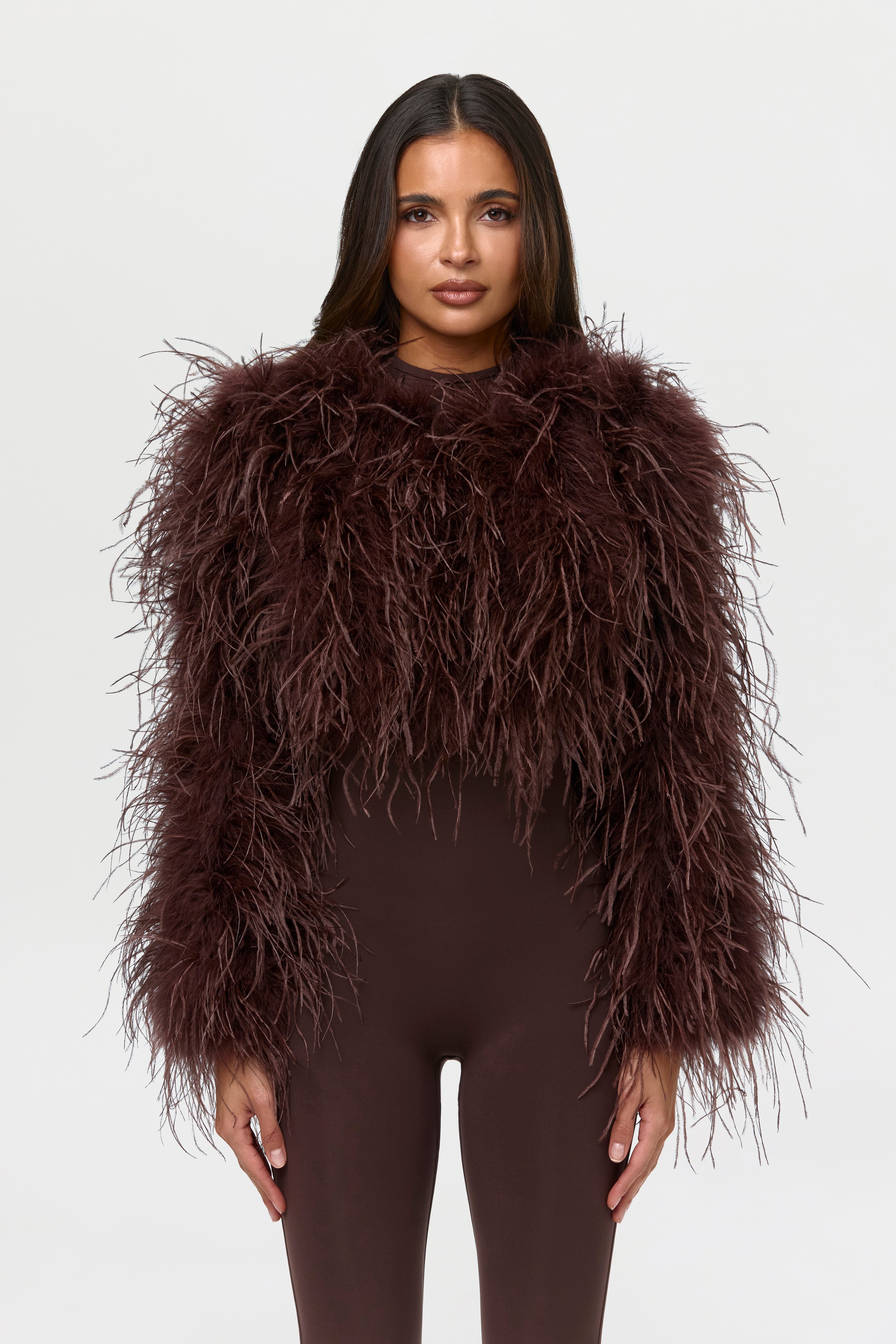 Plush Feather Cropped Jacket