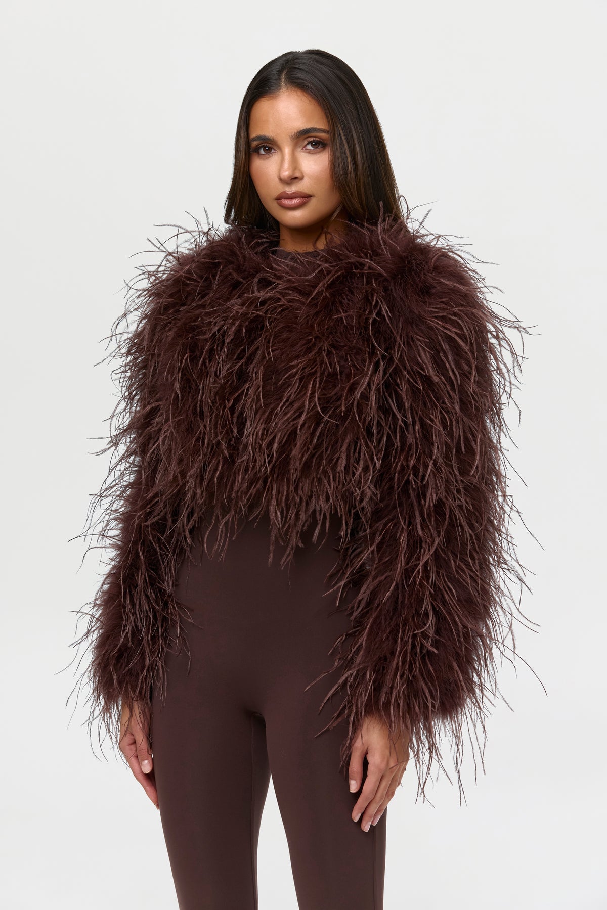 Plush Feather Cropped Jacket