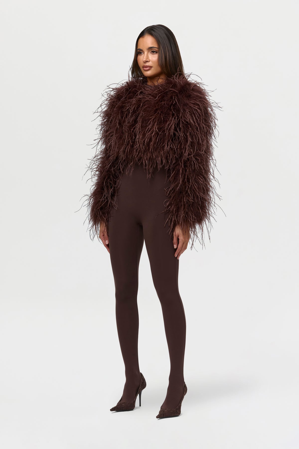 Plush Feather Cropped Jacket
