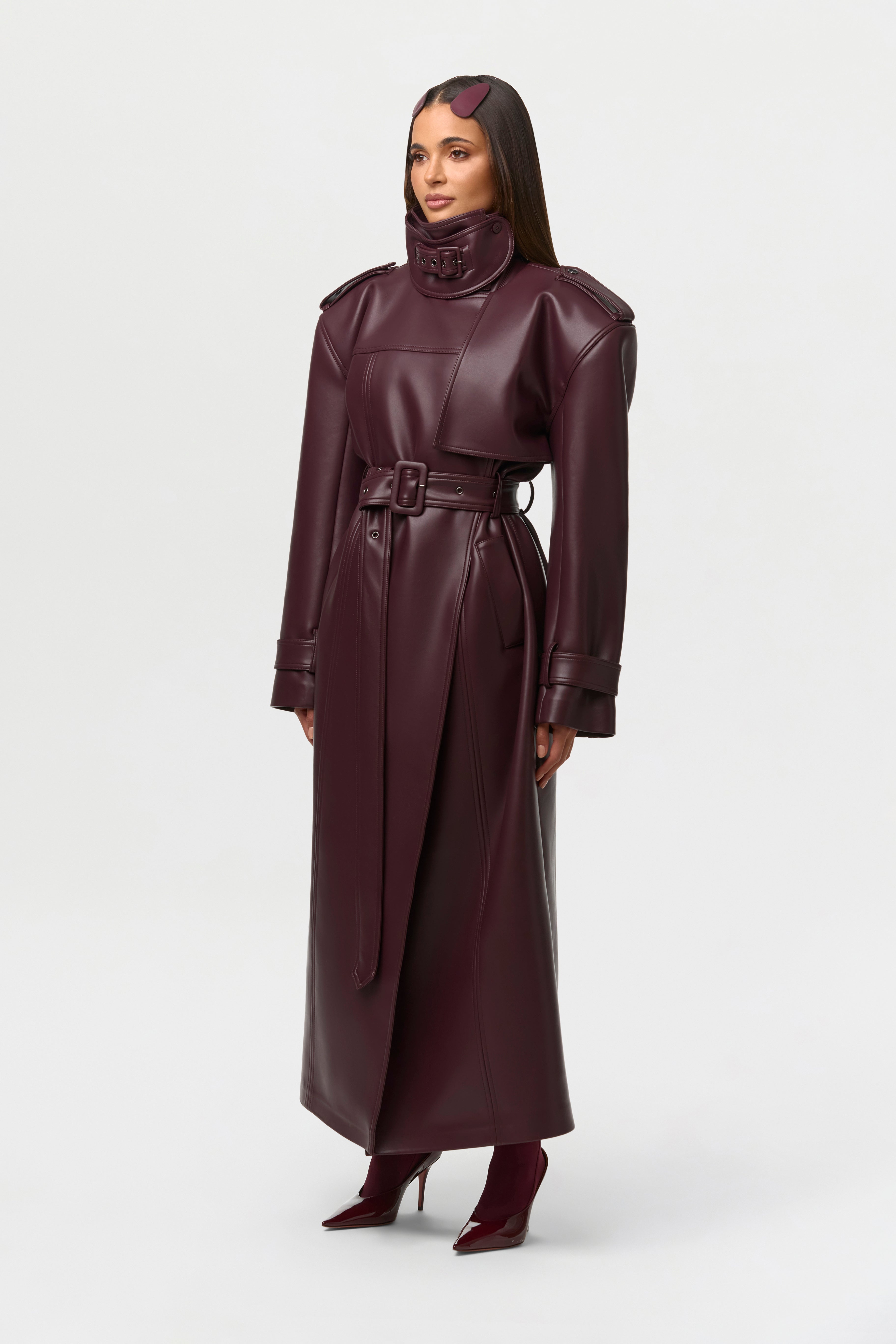 Vegan Leather Belted Trench Coat – Naked Wardrobe