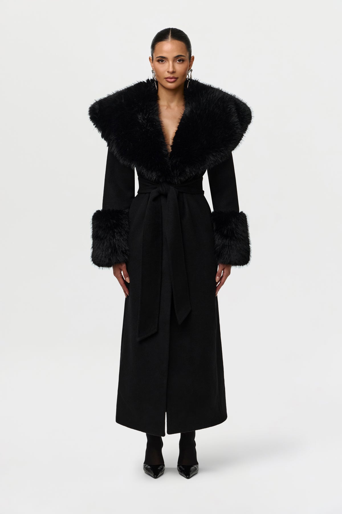 Faux Fur Collar Wool Coat