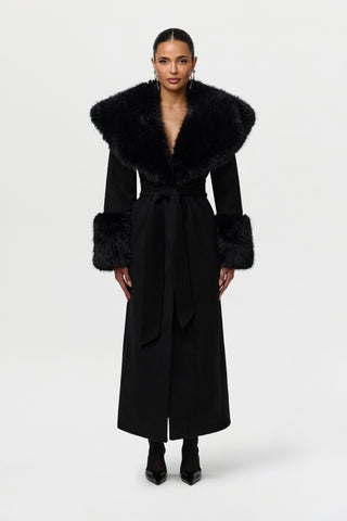 Faux Fur Collar Wool Coat