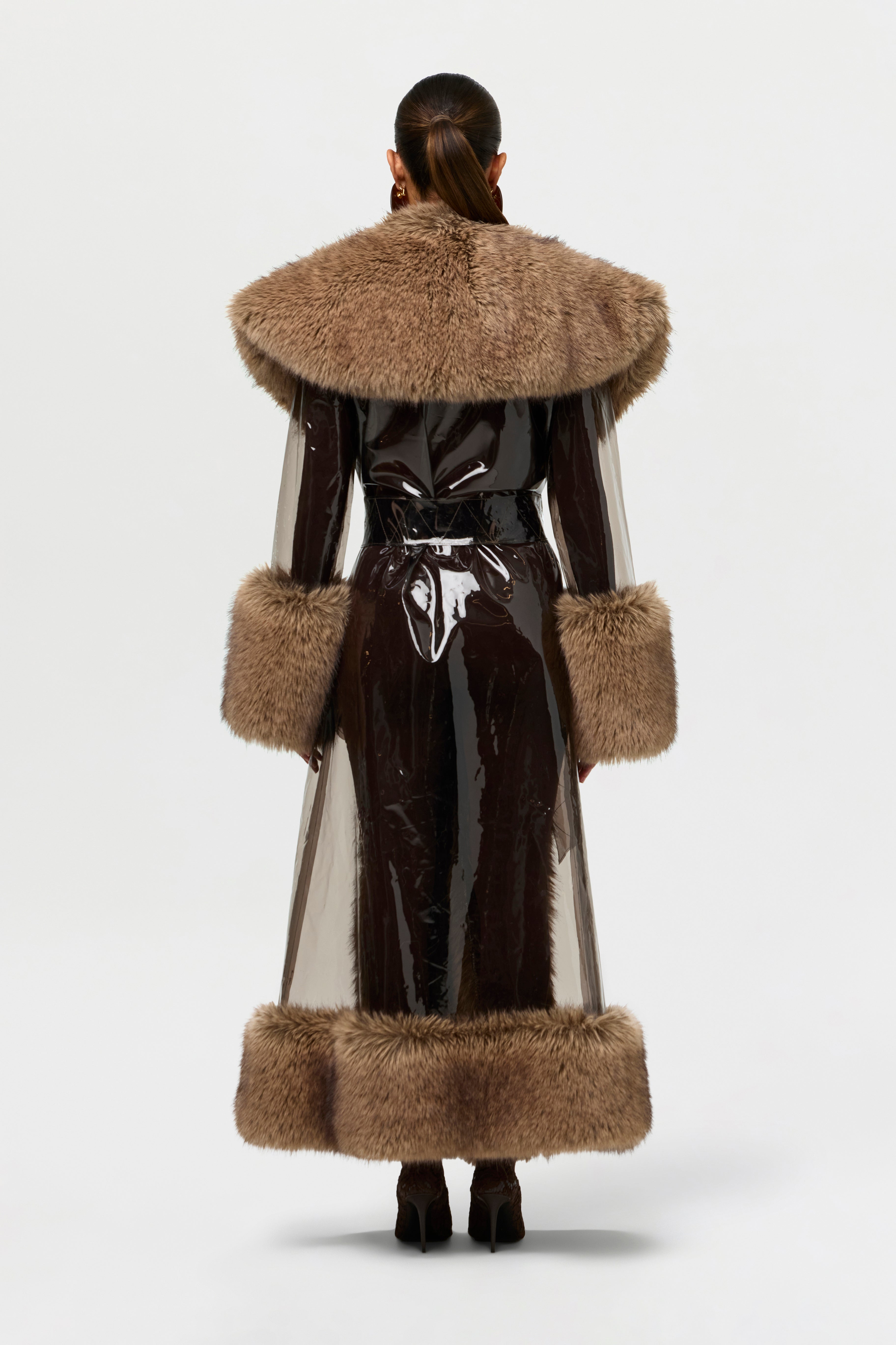 Vinyl Faux Fur Long Coat – Naked Wardrobe