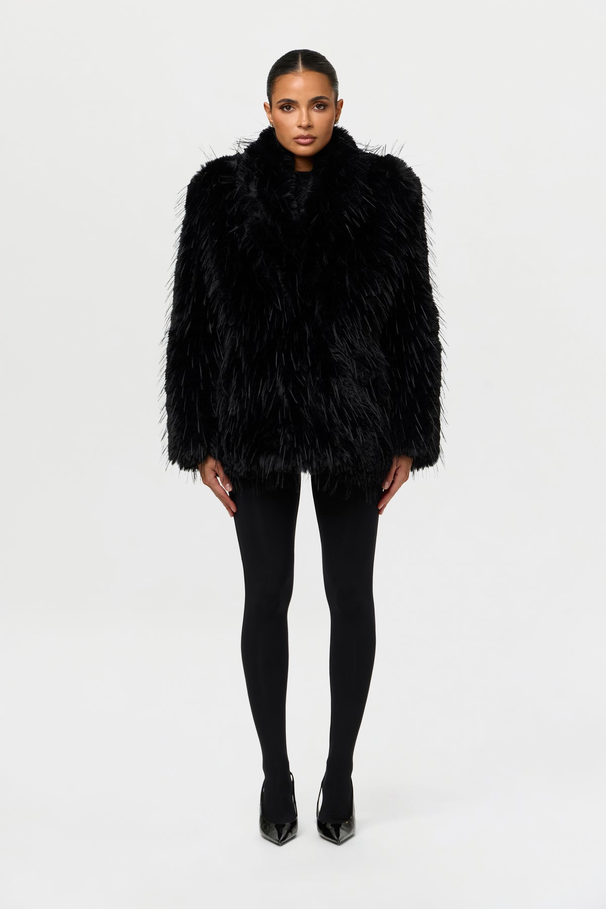 Faux Fur Feathered Coat