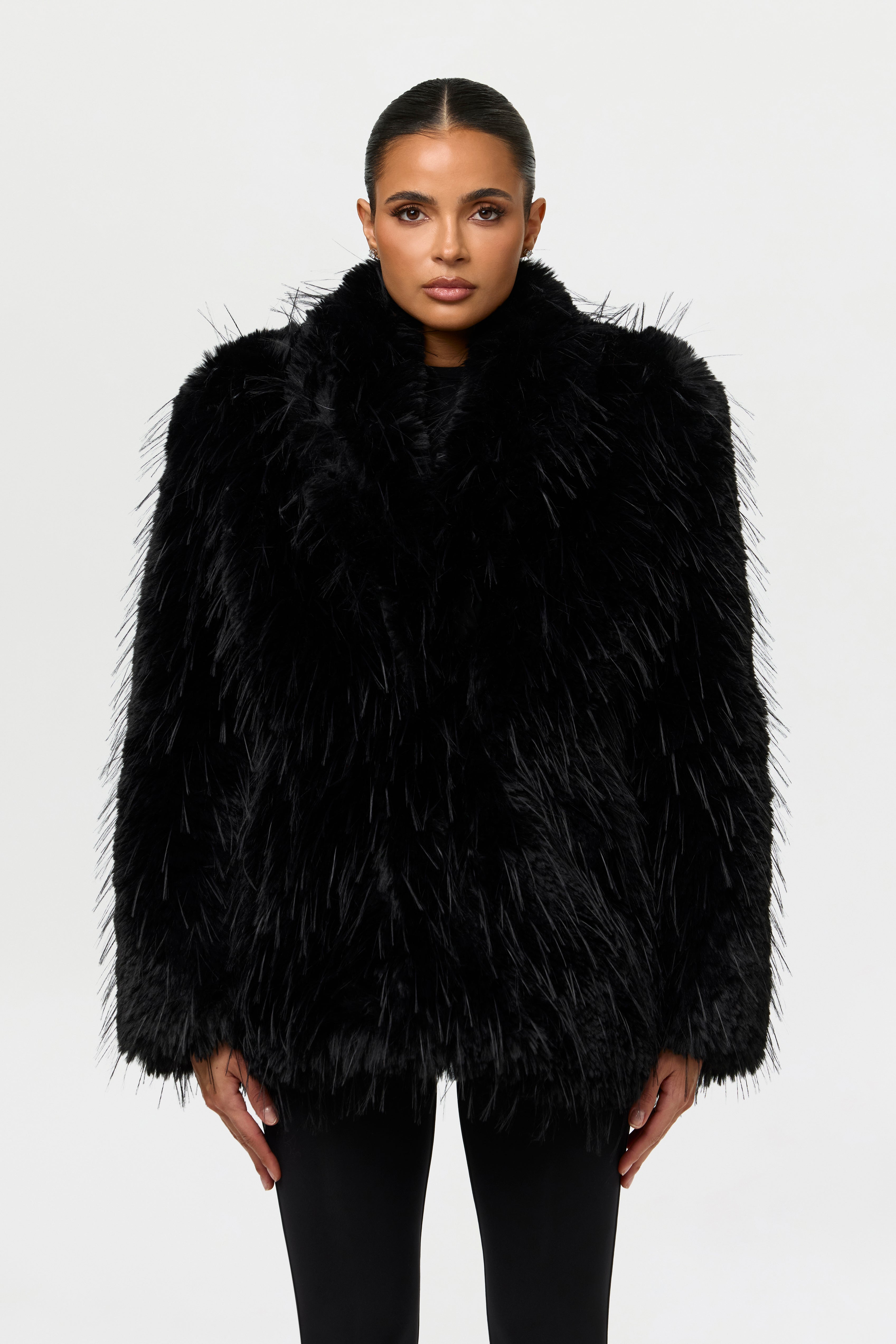 Faux Fur Feathered Coat