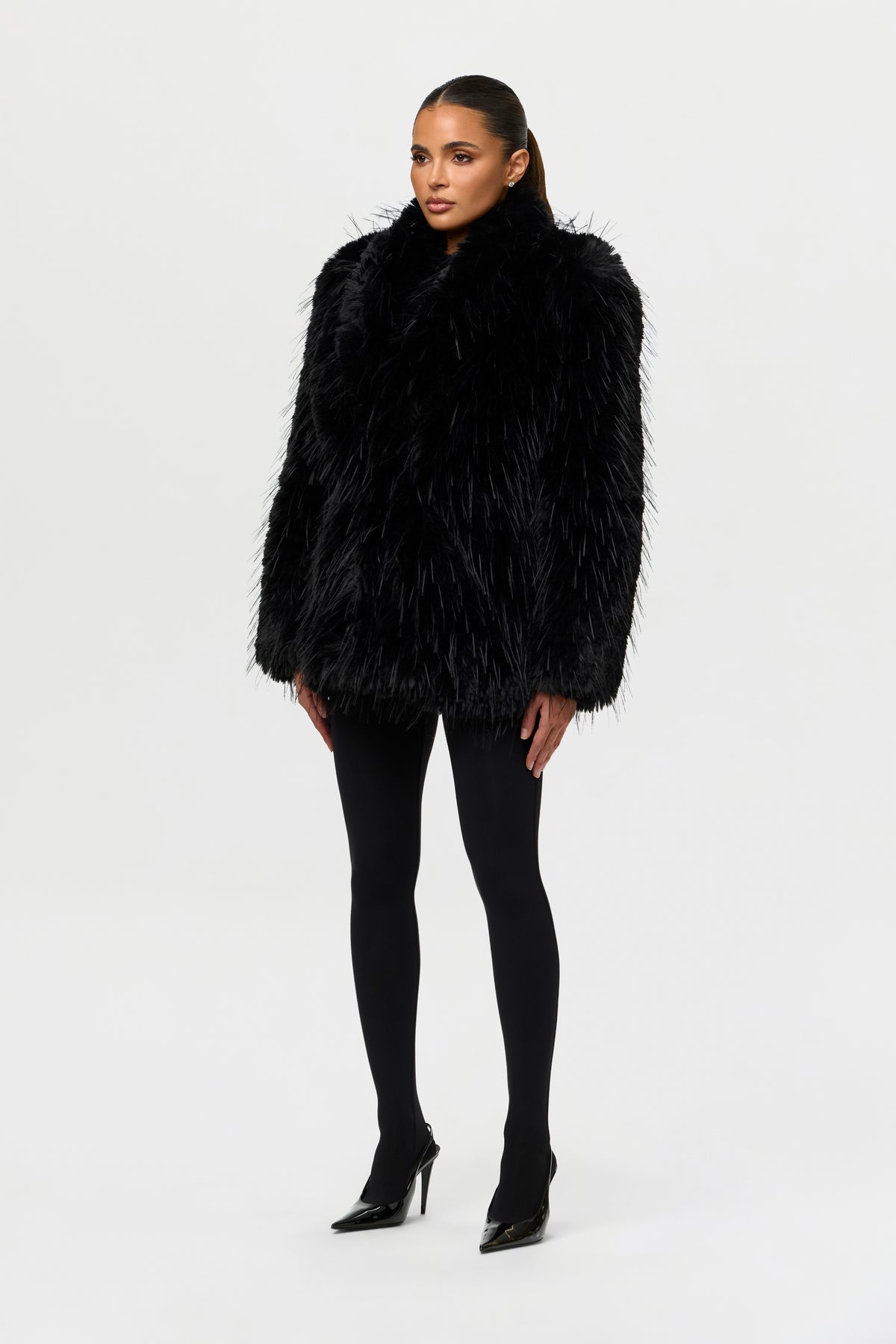 Faux Fur Feathered Coat