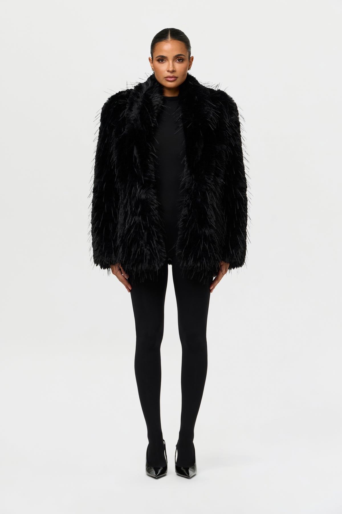 Faux Fur Feathered Coat