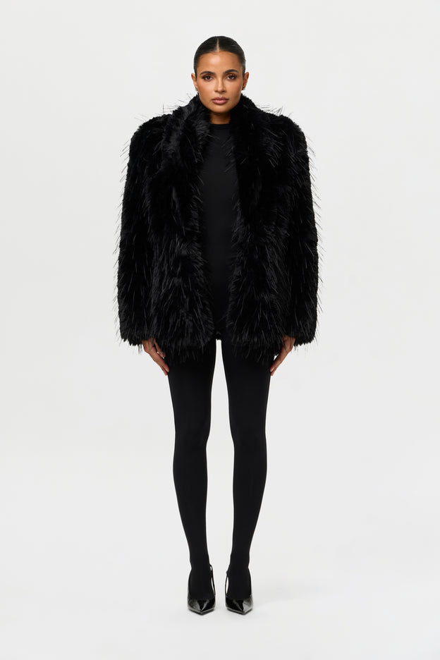Faux Fur Feathered Coat