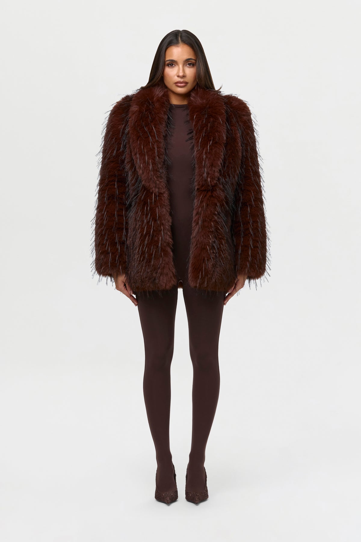 Faux Fur Feathered Coat
