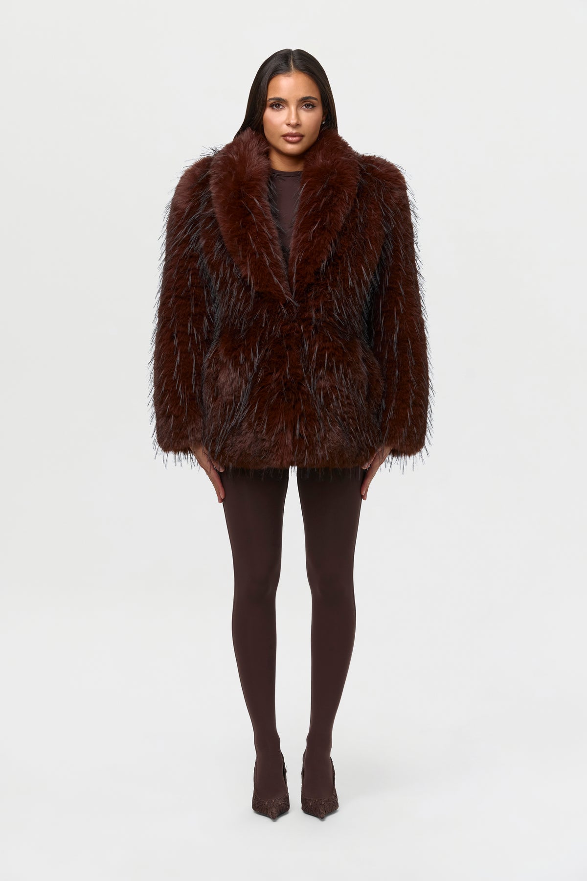 Faux Fur Feathered Coat
