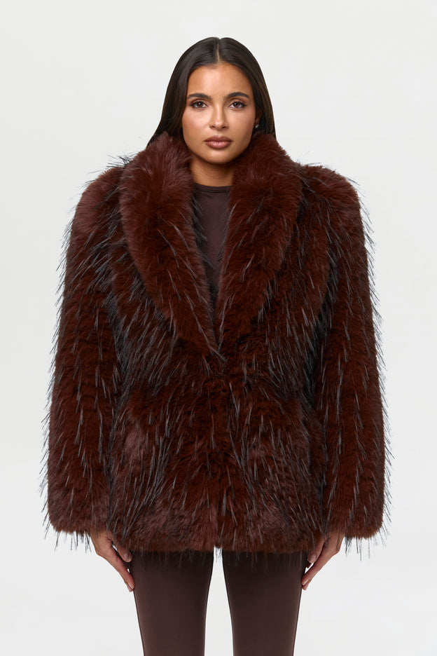 Faux Fur Feathered Coat