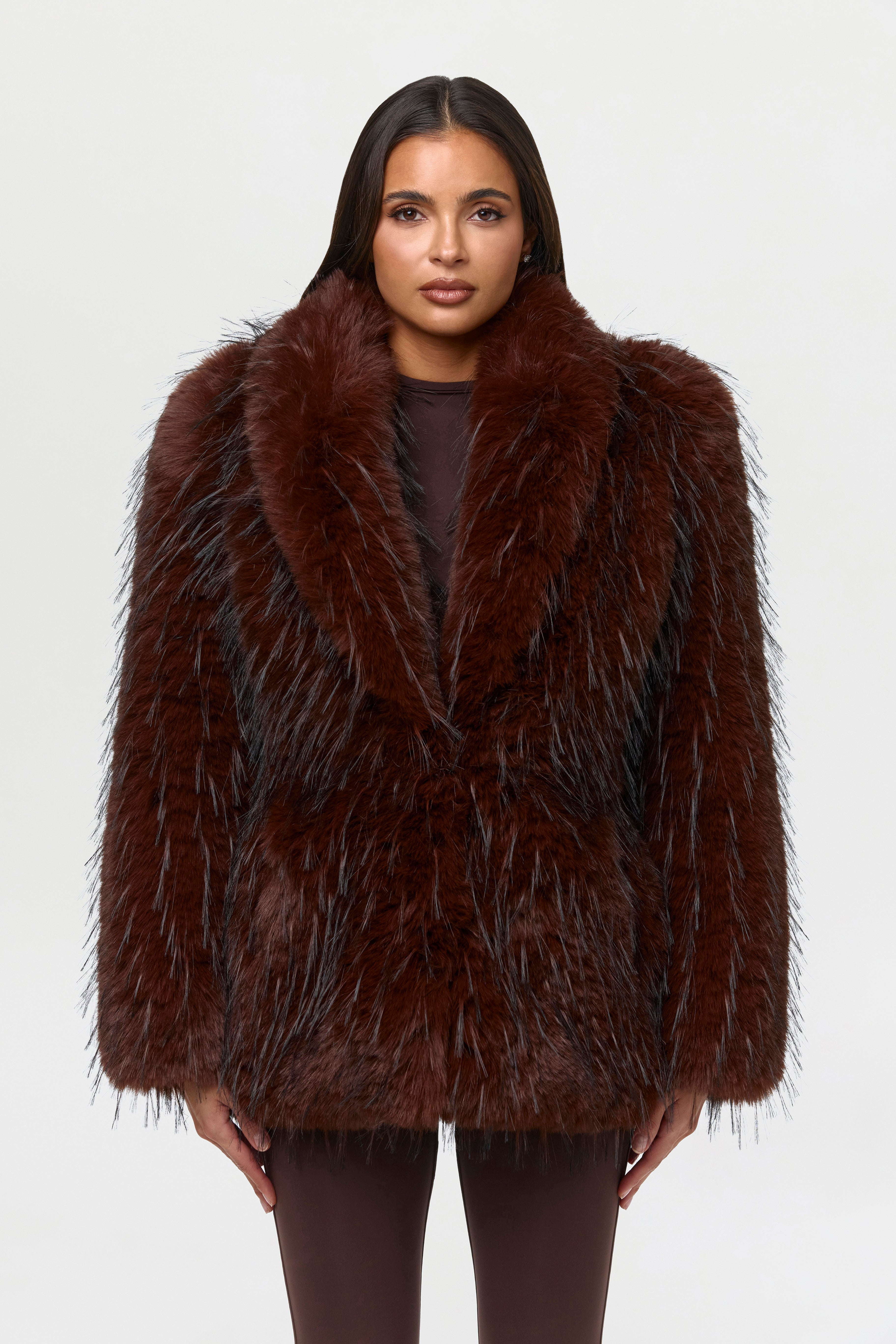 Faux Fur Feathered Coat