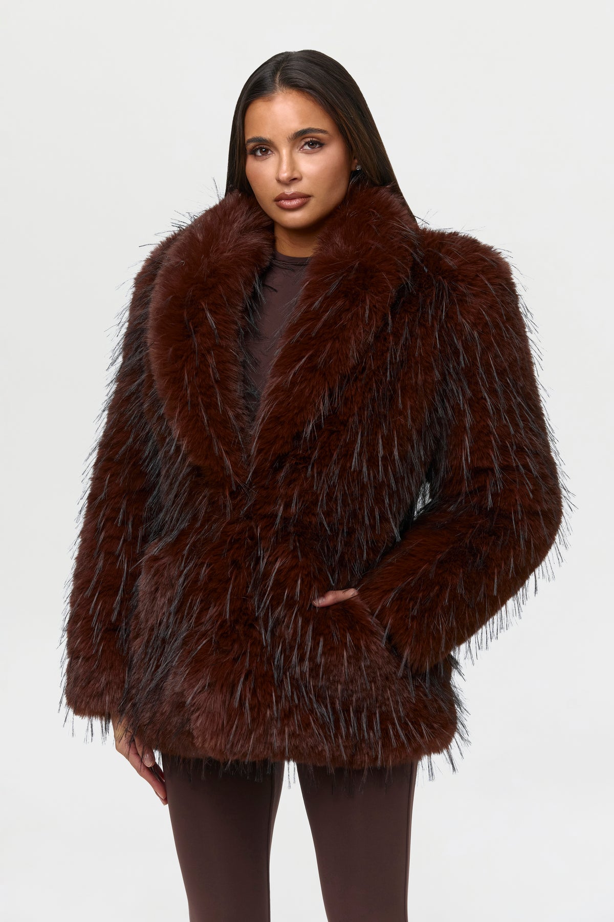 Faux Fur Feathered Coat