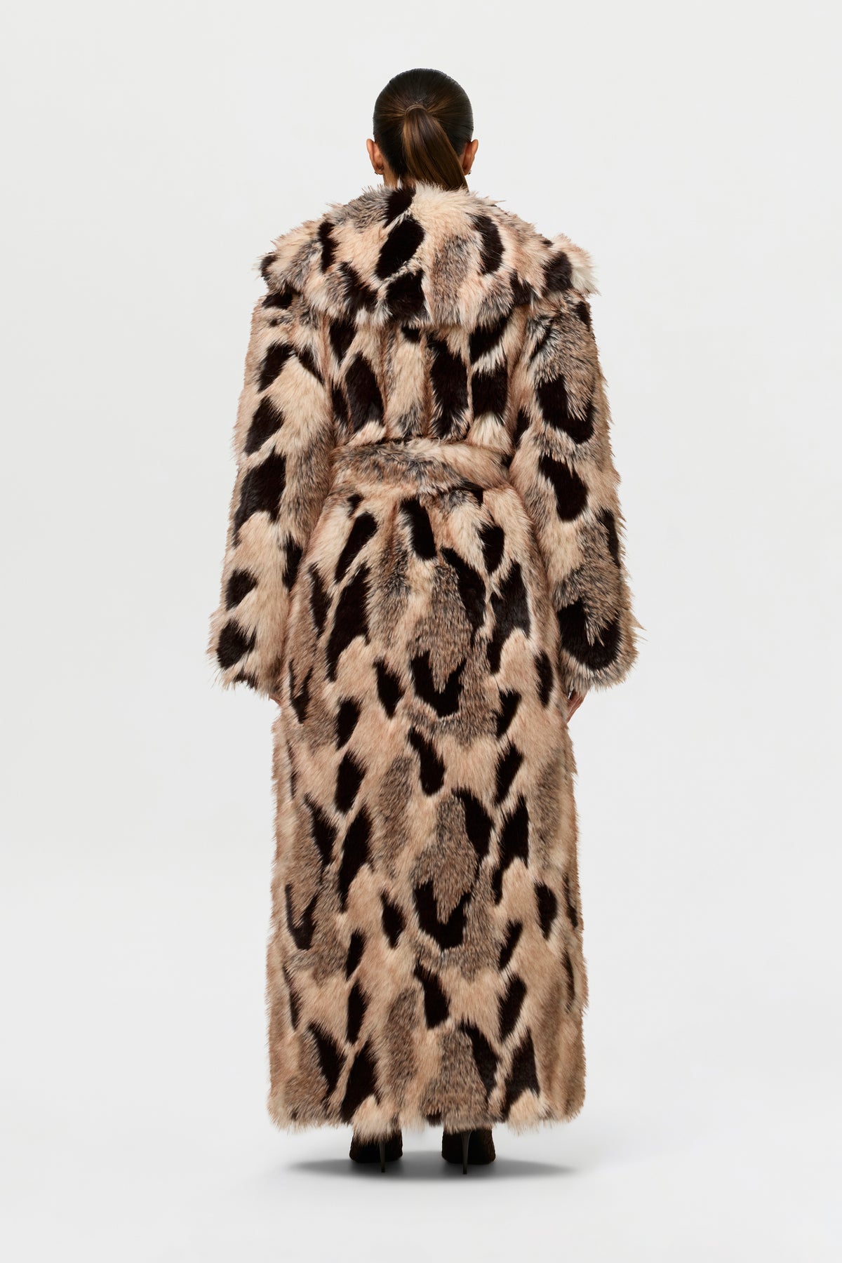 Faux Fur Print Long Coat