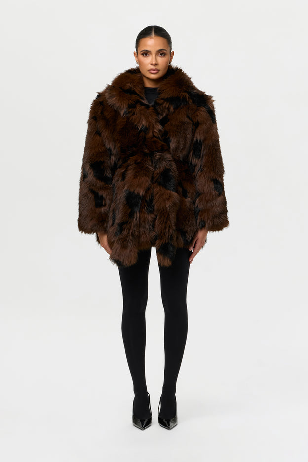 Faux Fur Leopard Coat