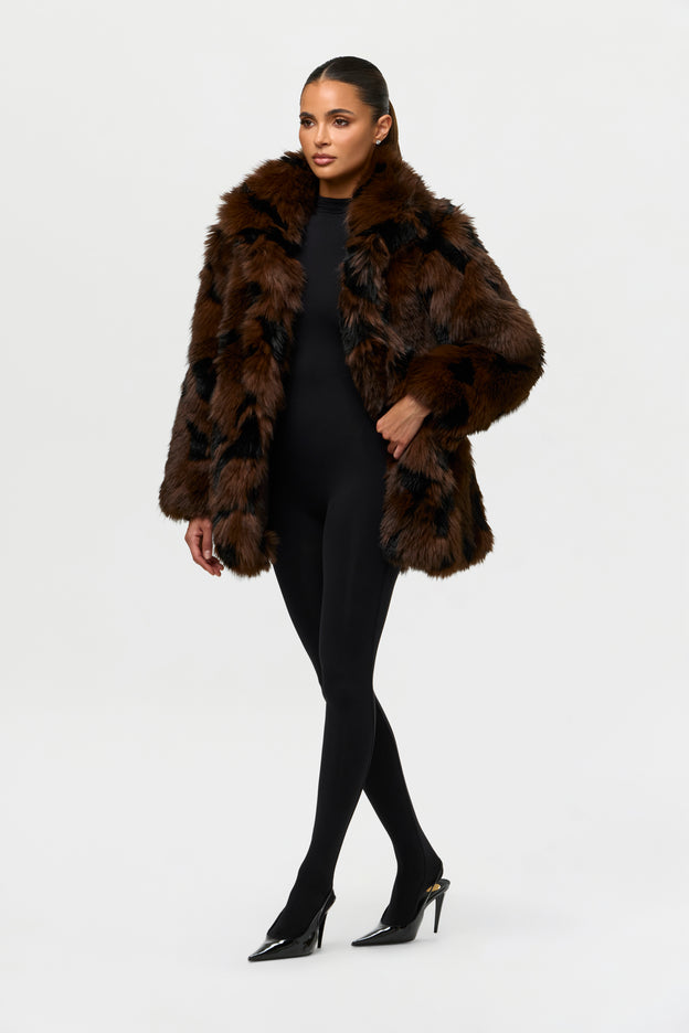 Faux Fur Leopard Coat
