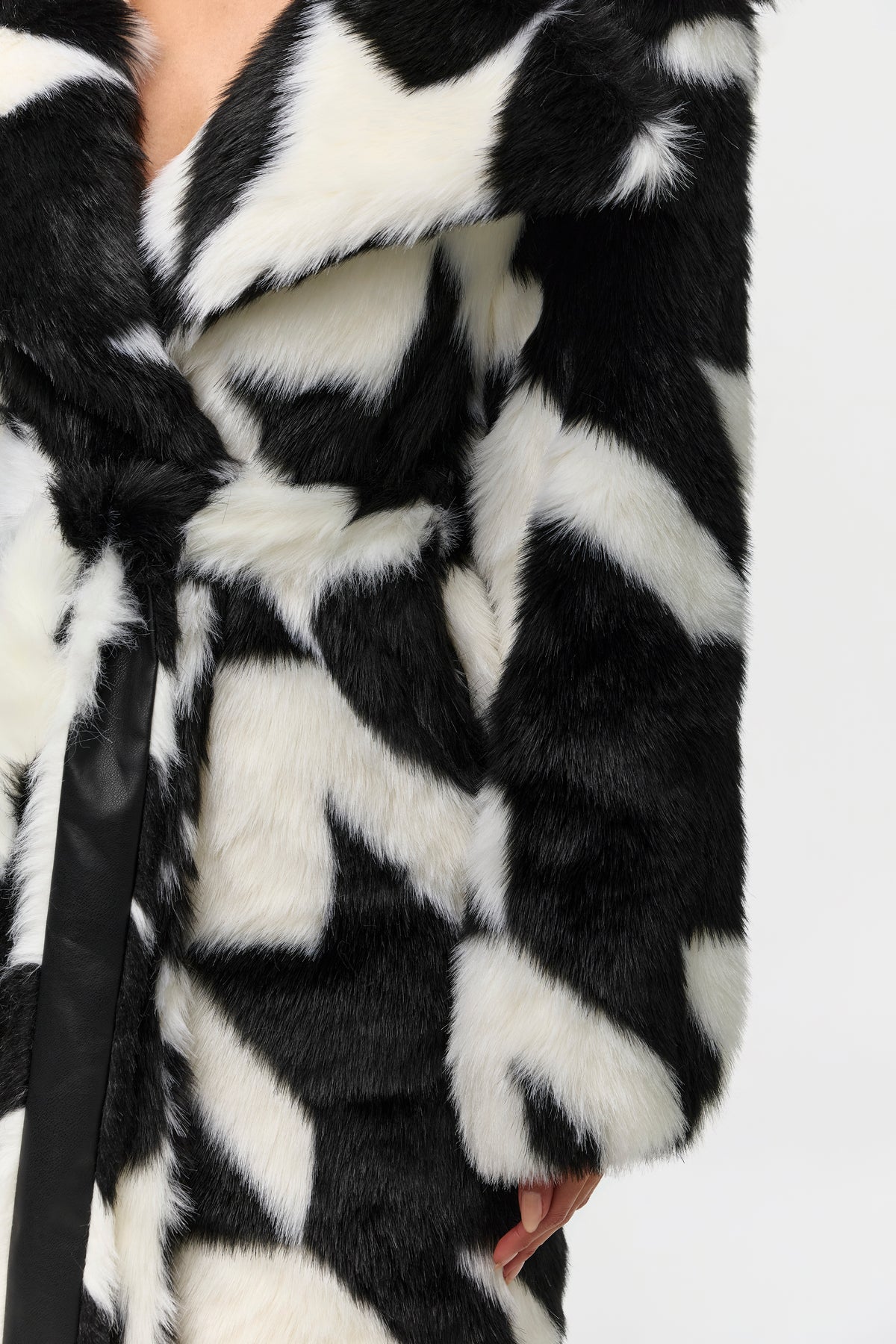 Jacquard Print Faux Fur Coat