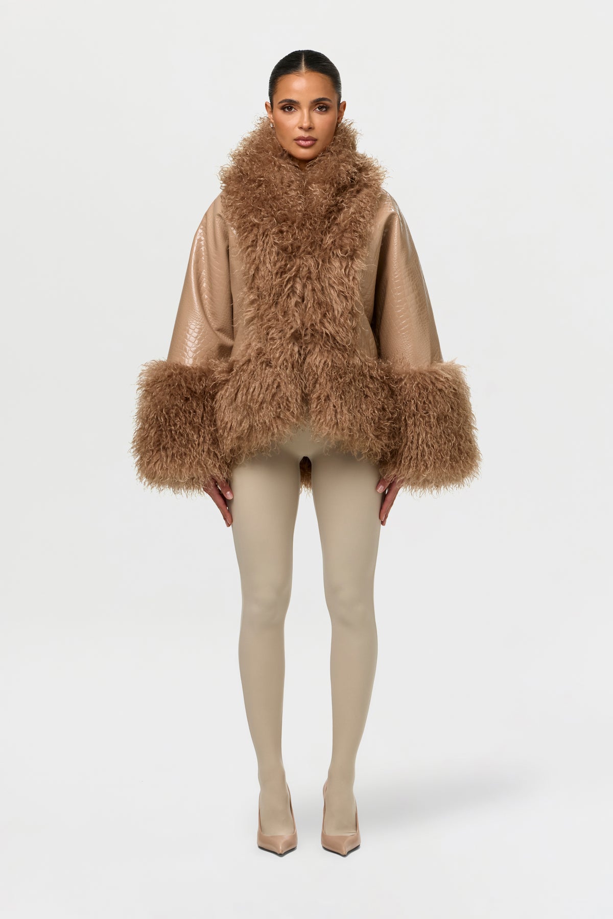 Embossed Croc Cocoon Coat