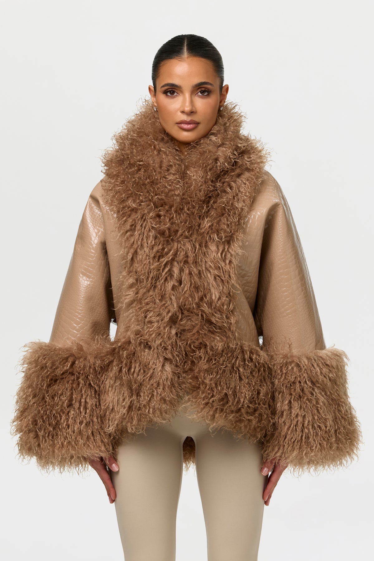 Embossed Croc Cocoon Coat