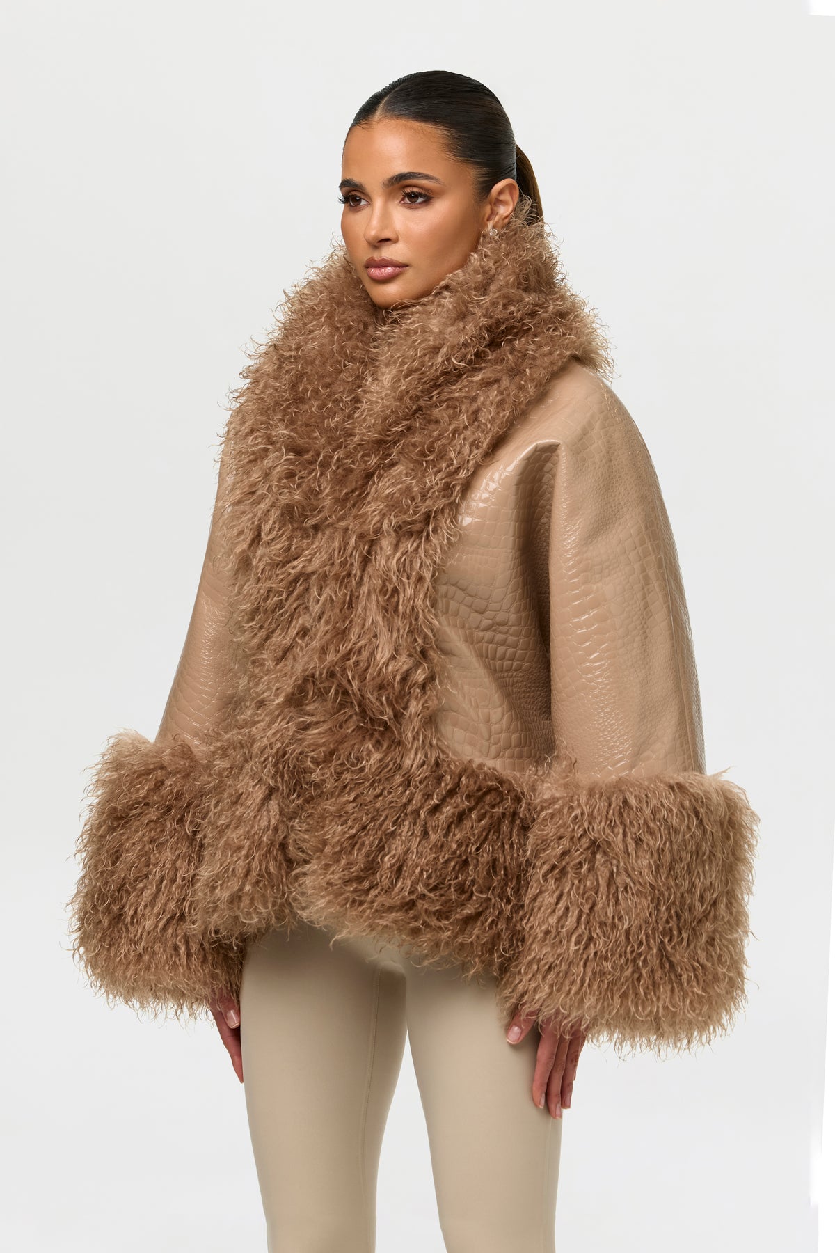 Embossed Croc Cocoon Coat