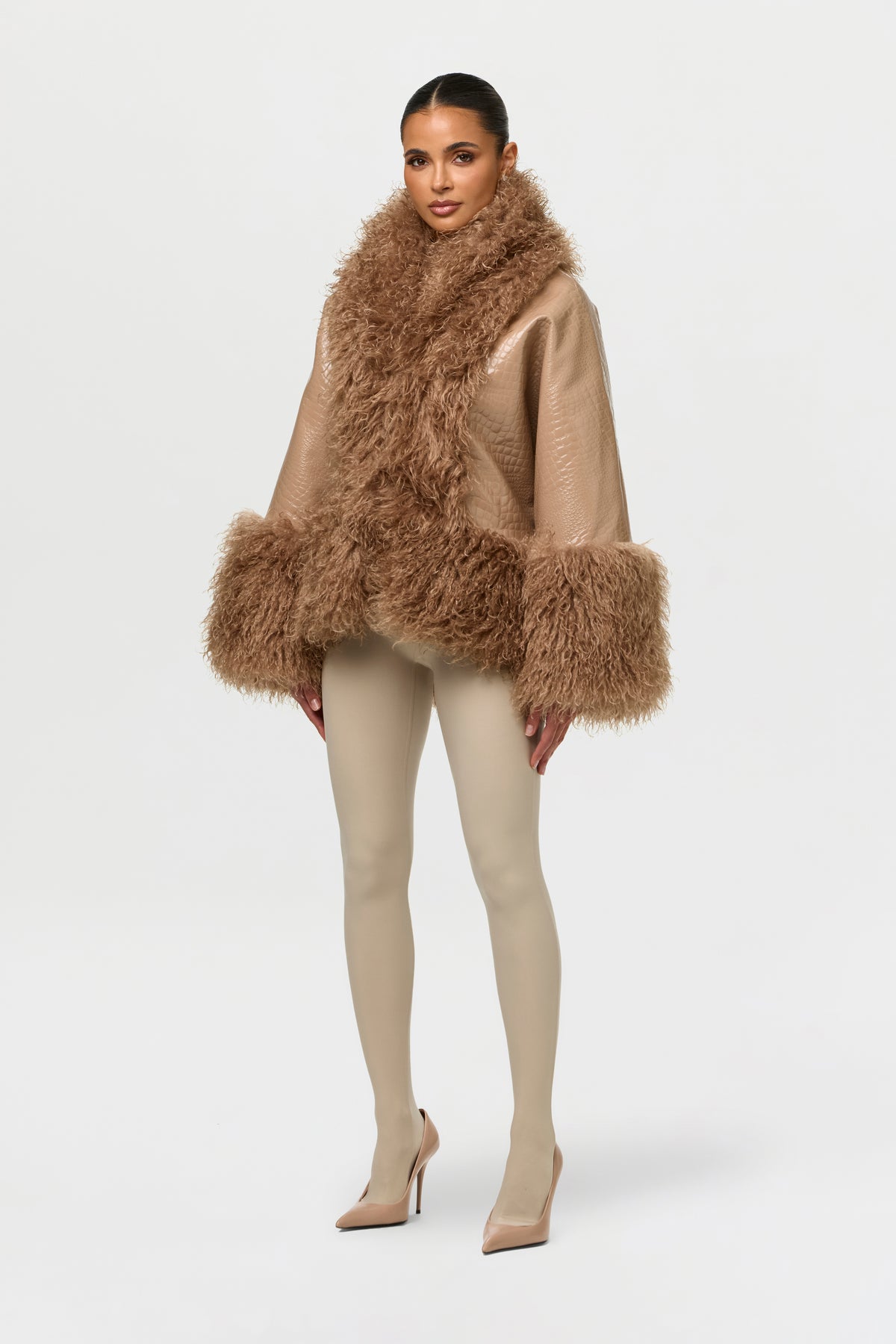 Embossed Croc Cocoon Coat